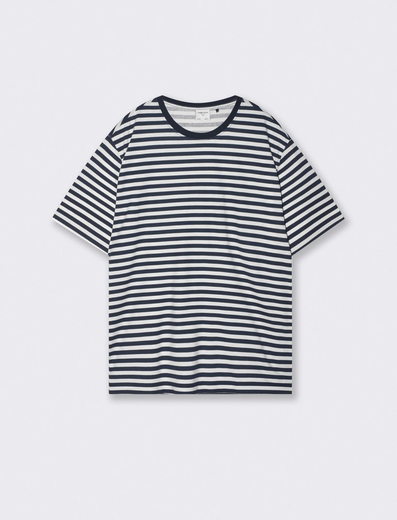 T-shirt girocollo a righe in jersey - Blu