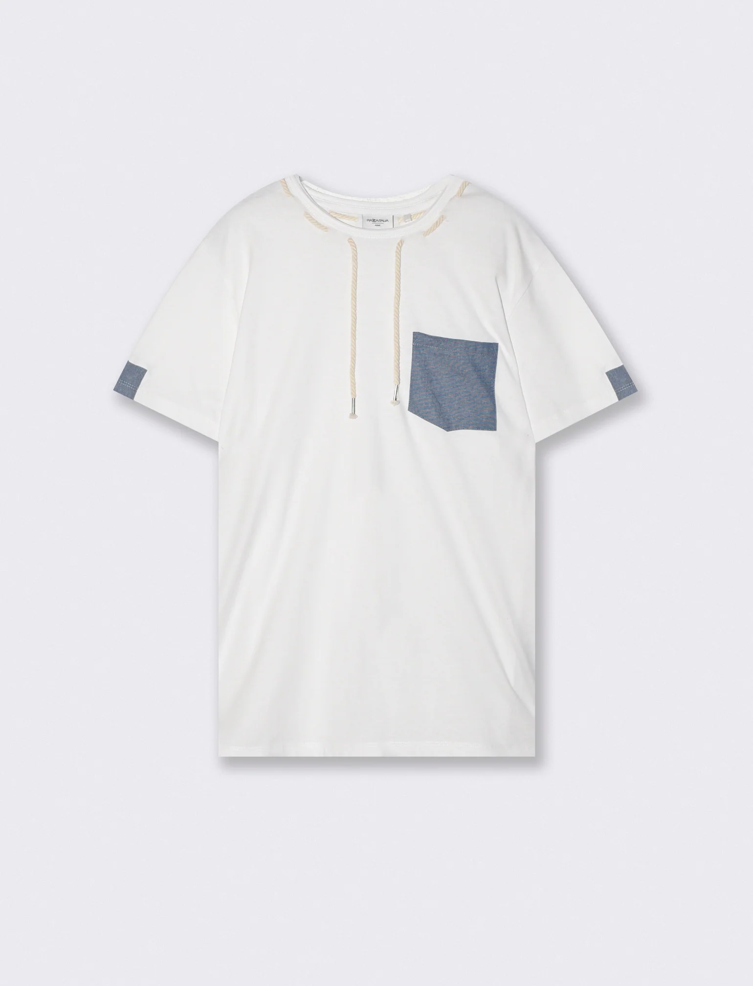 T-shirt girocollo con coulisse nautica - Bianco