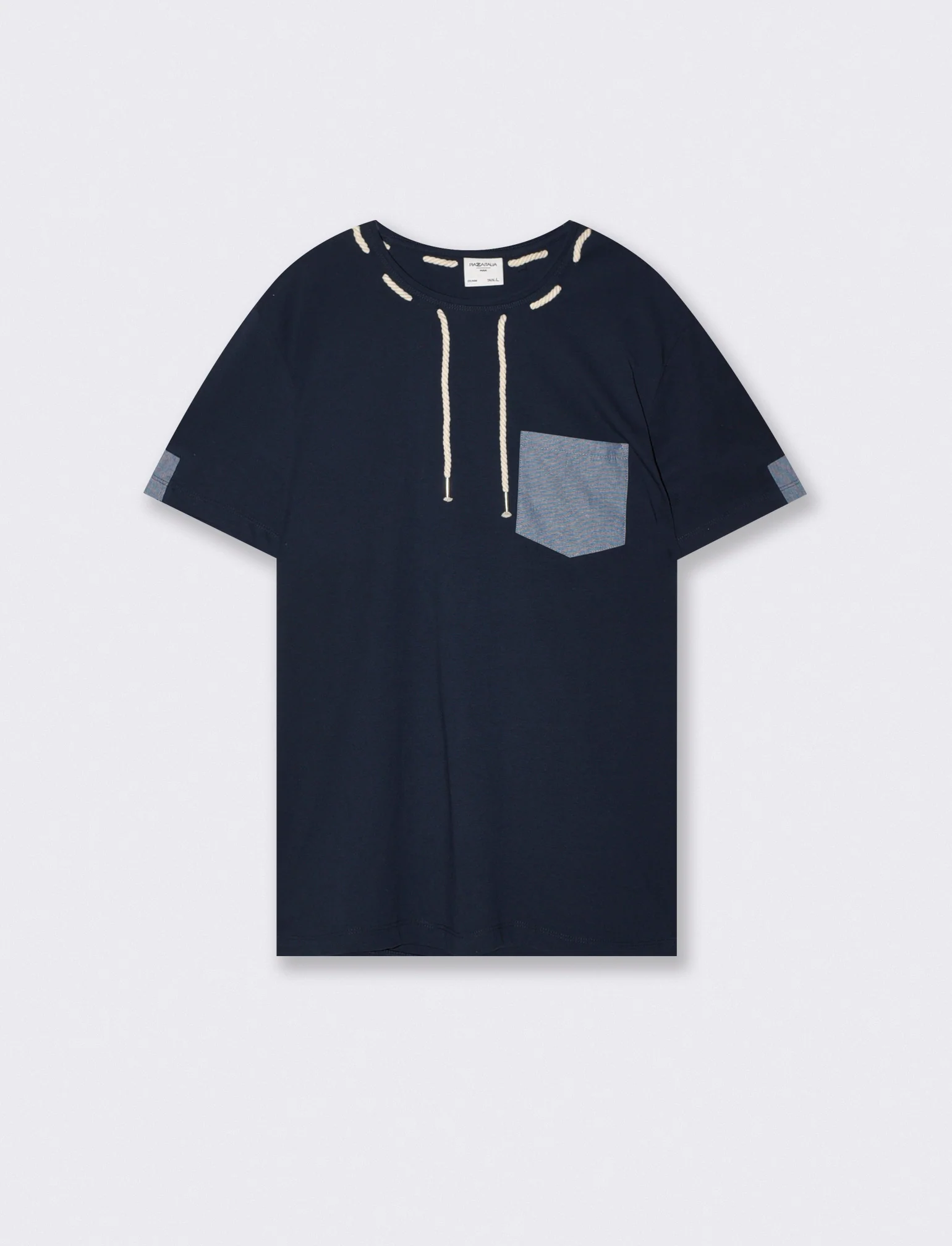 T-shirt girocollo con coulisse nautica - Blu