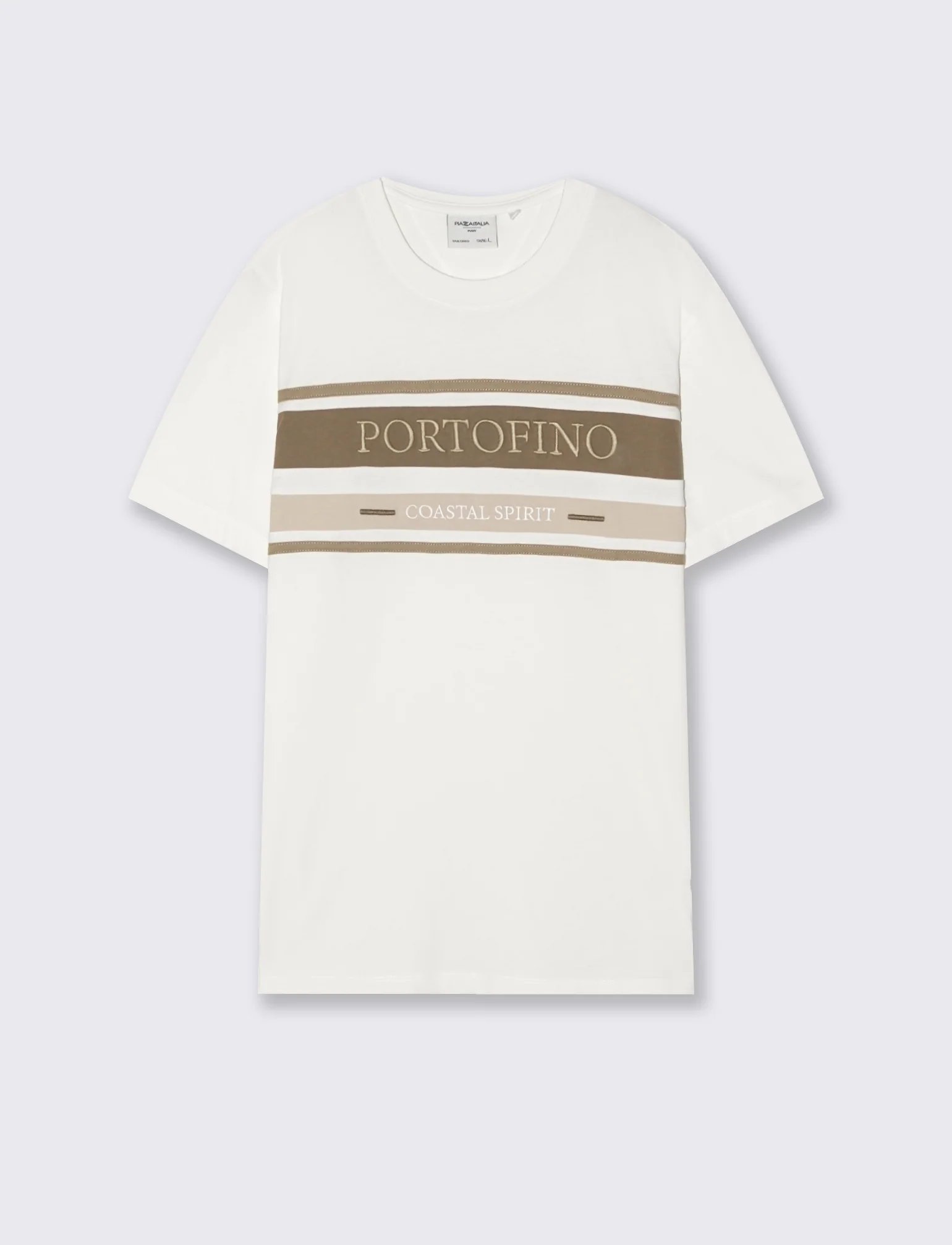 T-shirt girocollo con fascia e ricamo - Bianco - Image 4