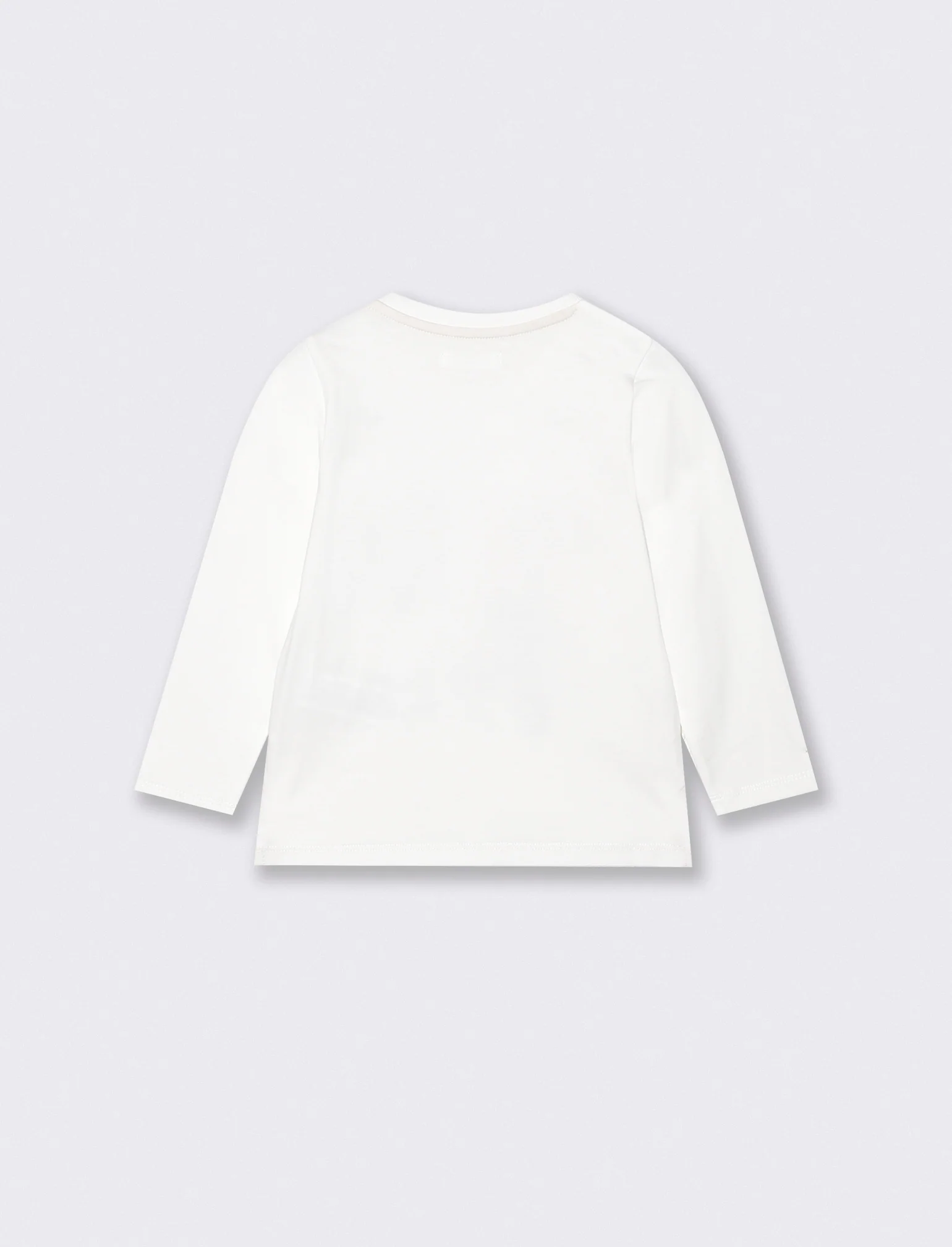 T-shirt girocollo con stampa e manica lunga - Bianco latte - Image 2