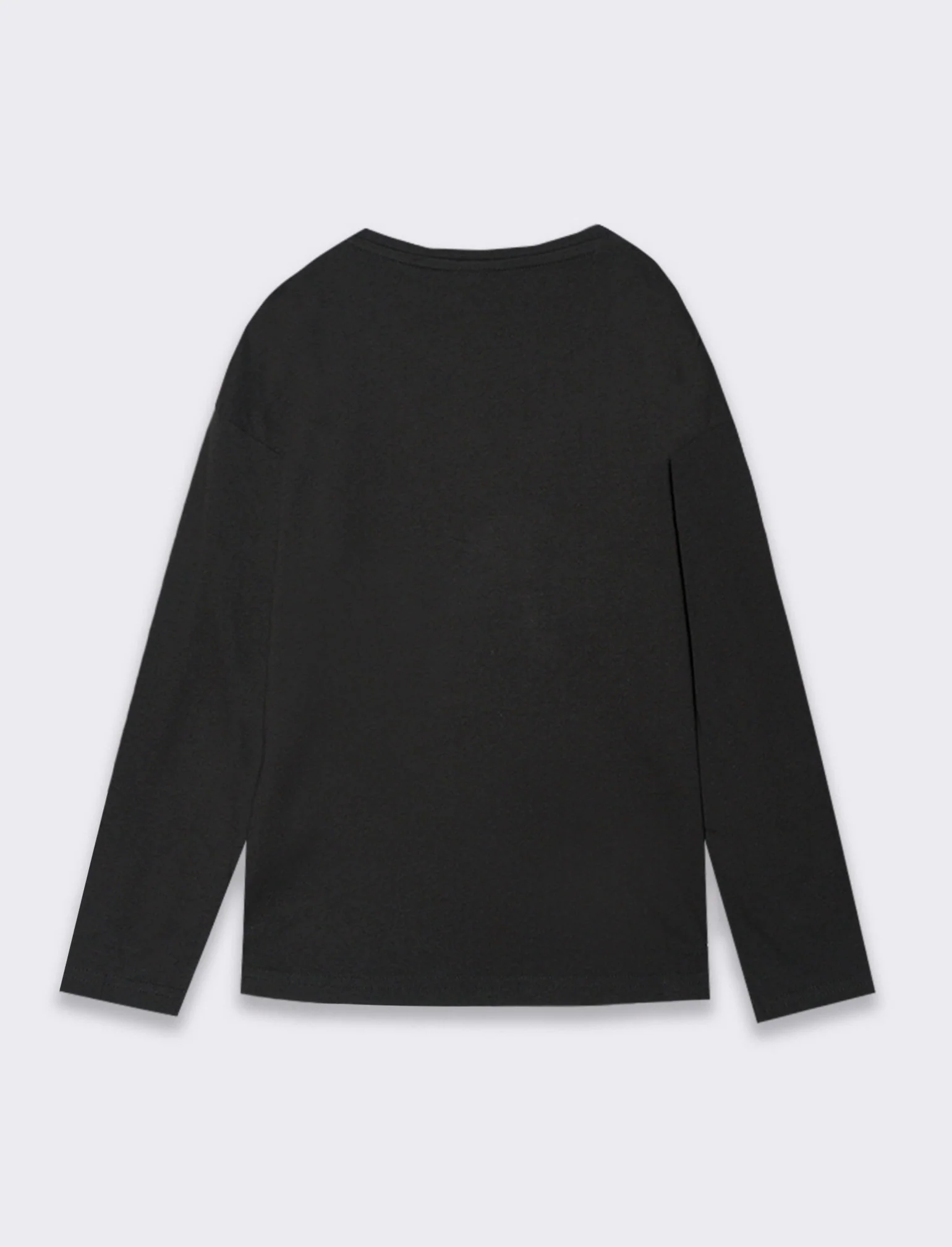 T-shirt girocollo con stampa lucida da bambina - Nero - Image 2