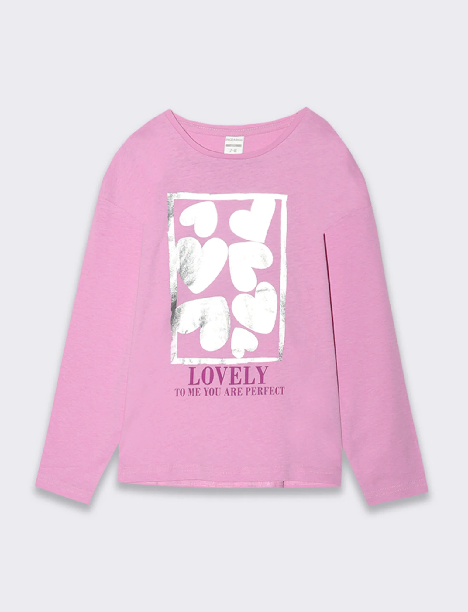 T-shirt girocollo con stampa lucida da bambina - Rosa