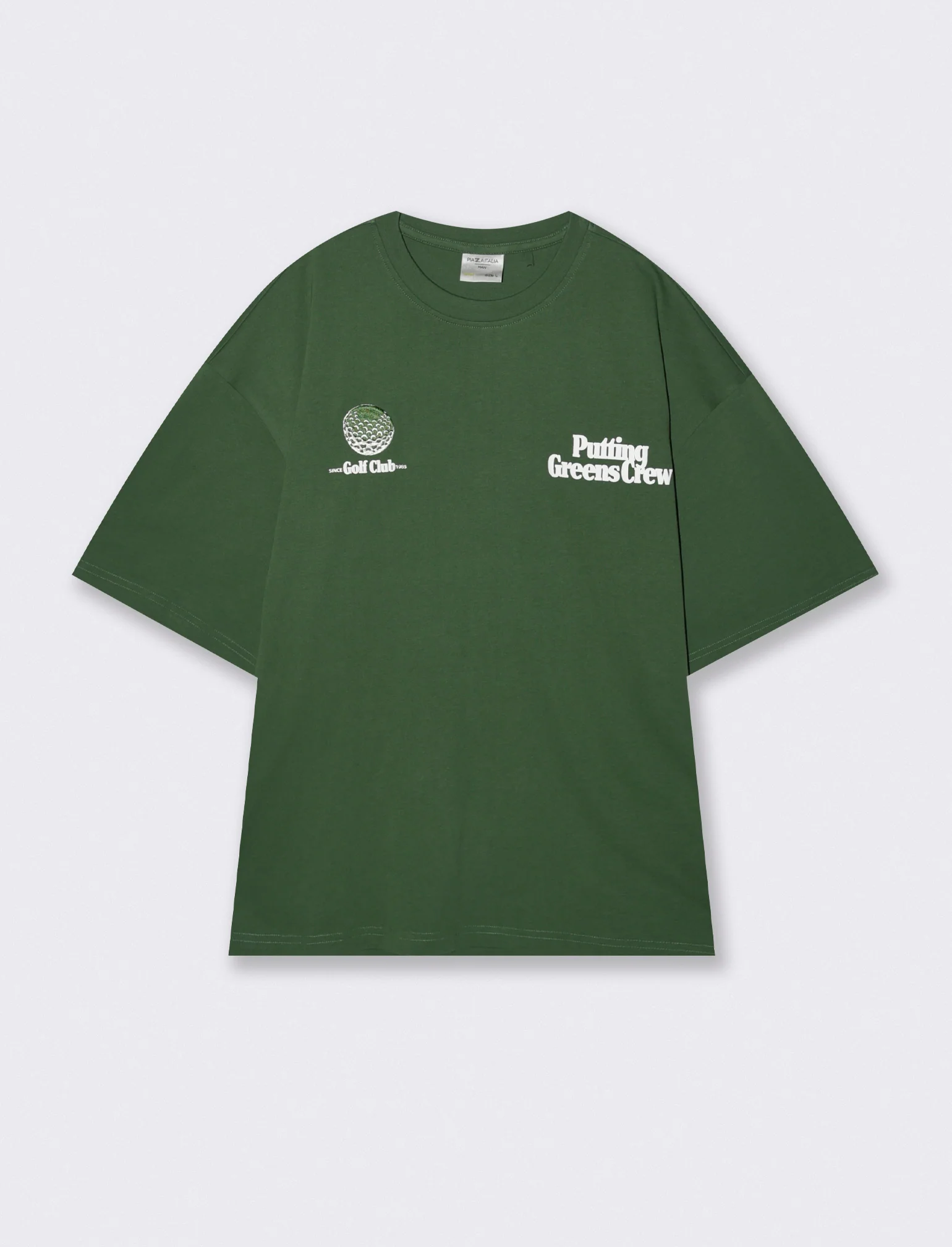 T-shirt girocollo con stampe e ricami - Verde