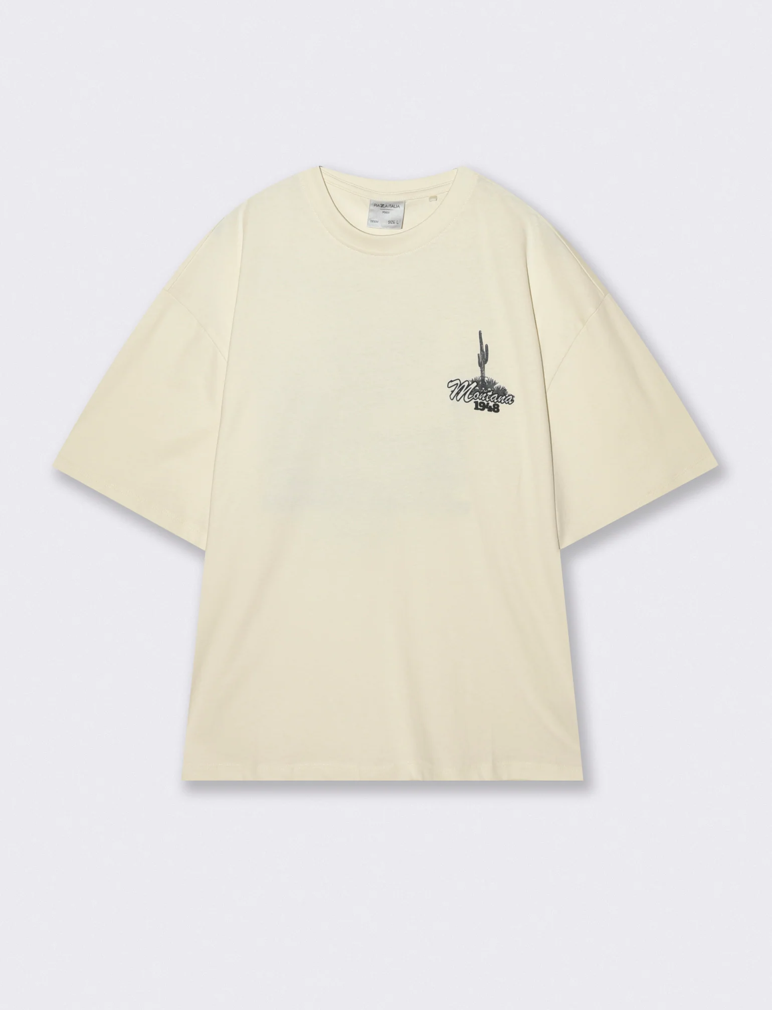 T-shirt girocollo con stampe uniche - Bianco latte