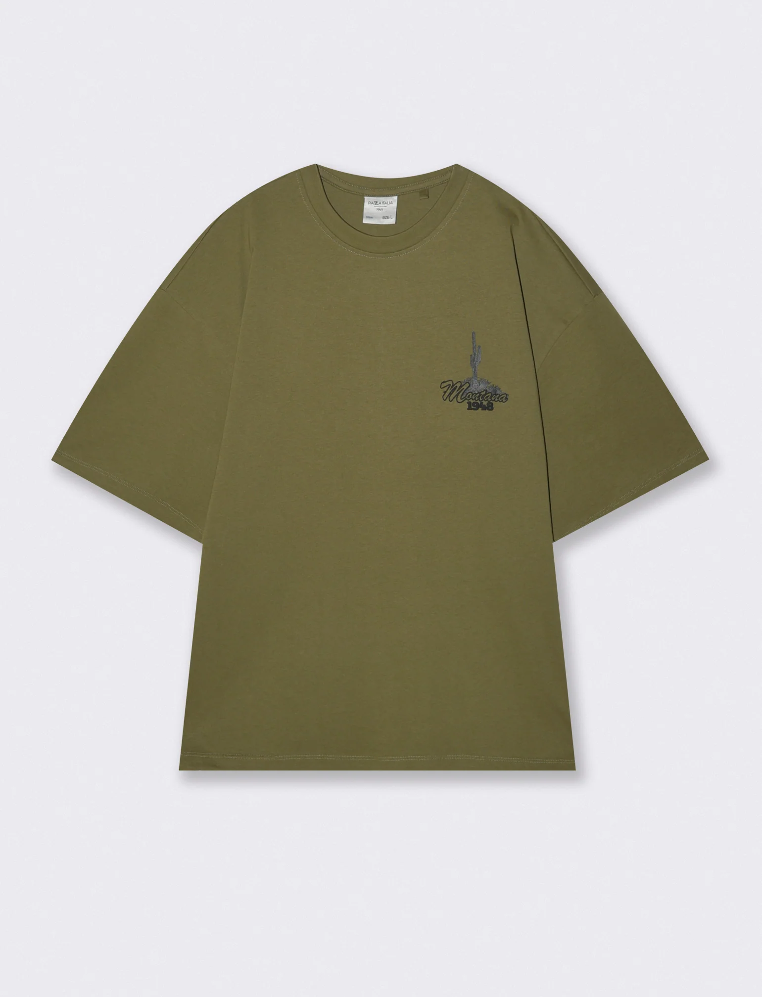 T-shirt girocollo con stampe uniche - Verde oliva