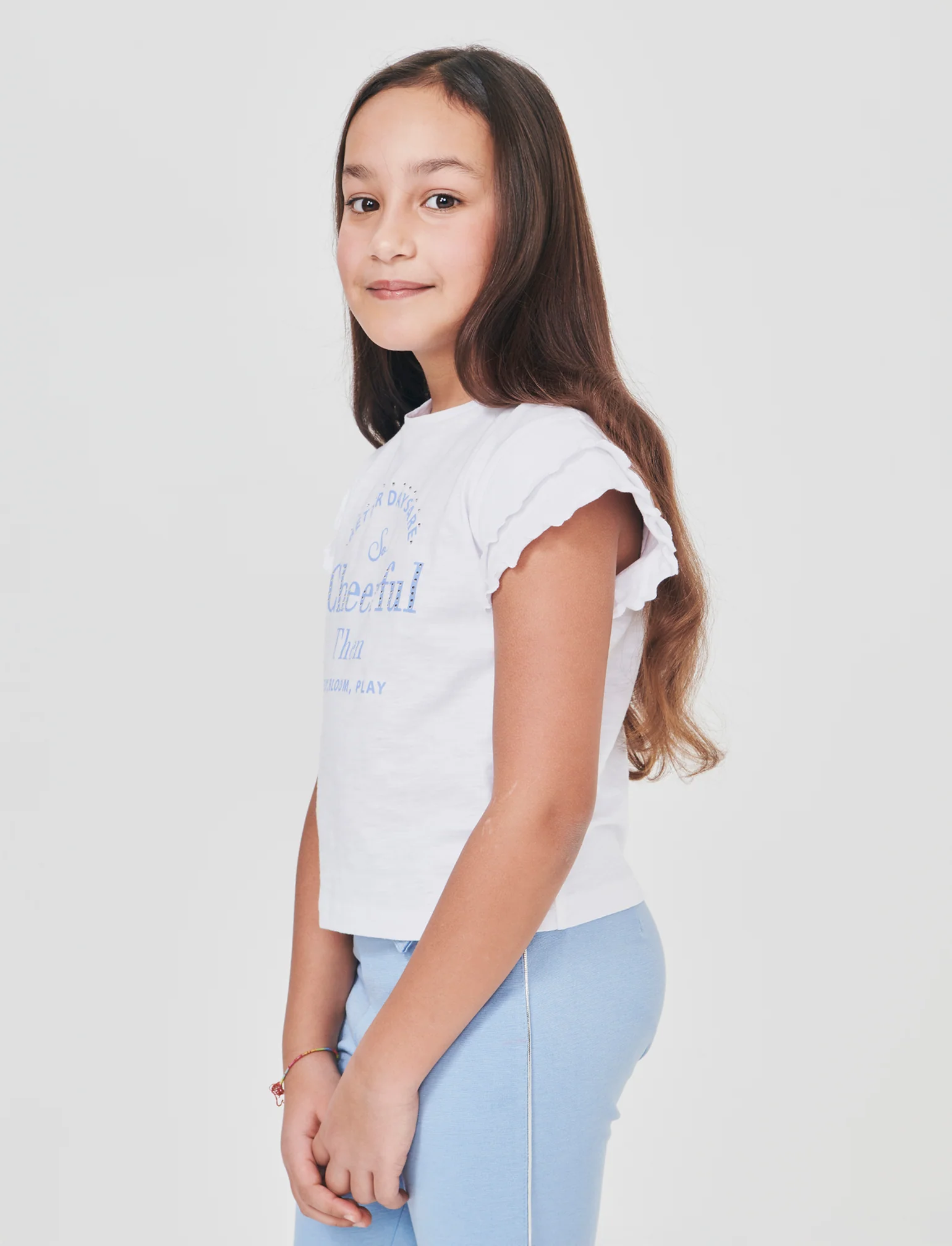 T-shirt girocollo con strass e stampa - Bianco - Image 2