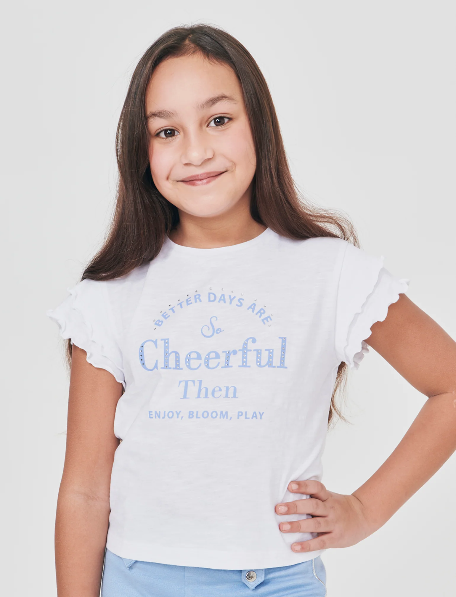 T-shirt girocollo con strass e stampa - Bianco - Image 3