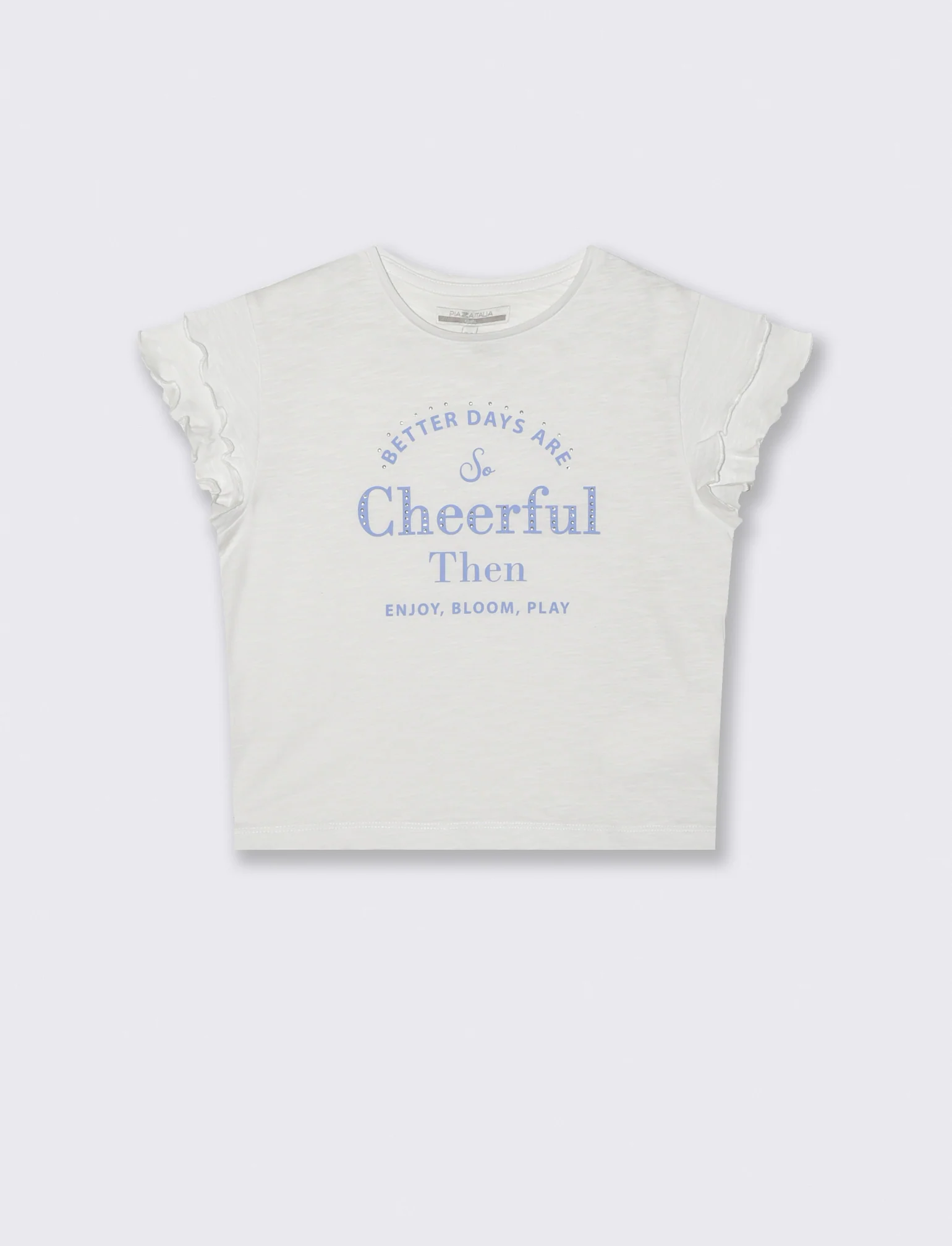 T-shirt girocollo con strass e stampa - Bianco - Image 4