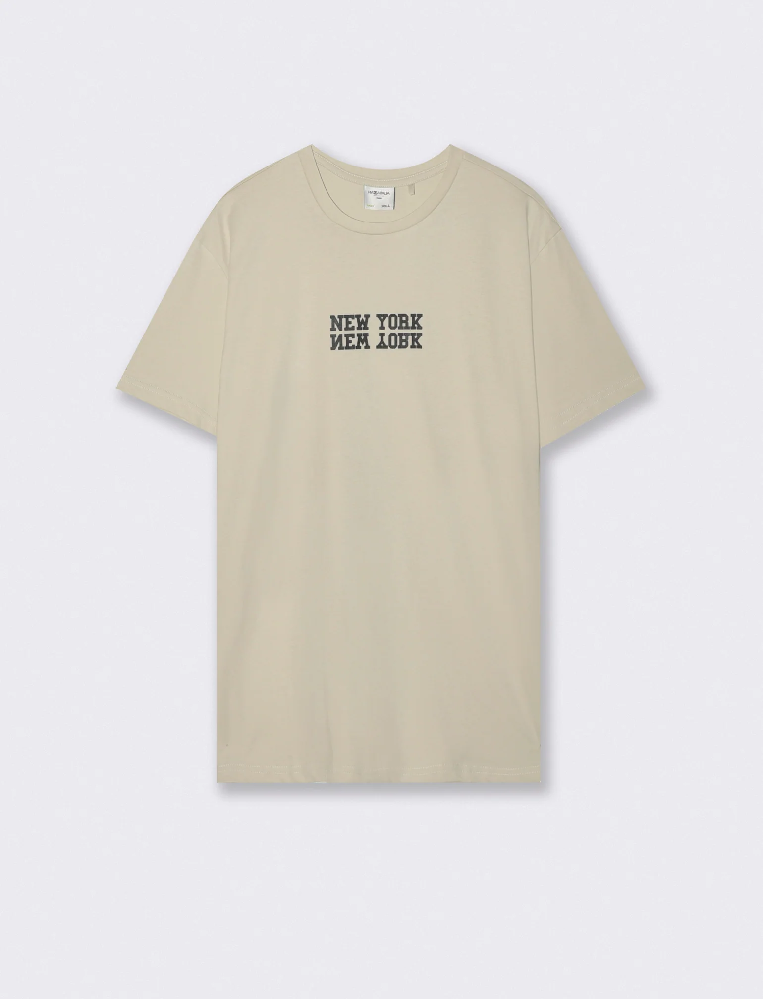 T-shirt girocollo cotone con stampe - Grigio ghiaccio