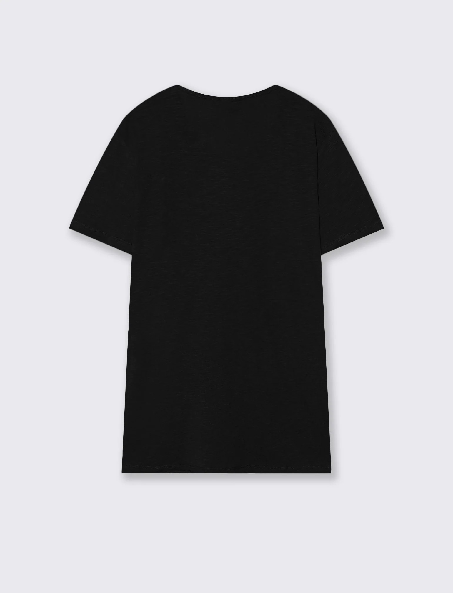 T-shirt girocollo cotone slub regular fit - Nero - Image 2