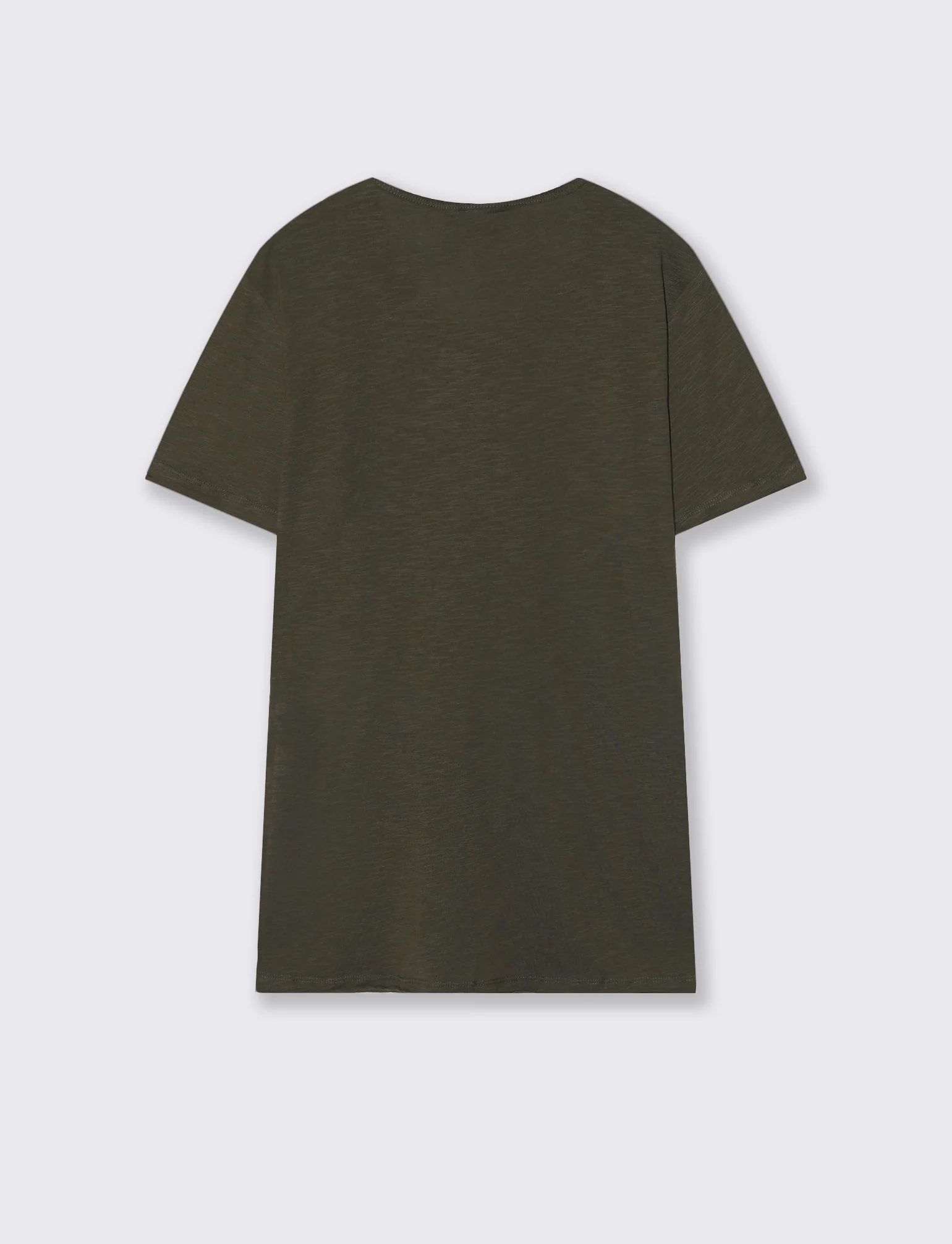 T-shirt girocollo cotone slub regular fit - Verde militare - Image 2