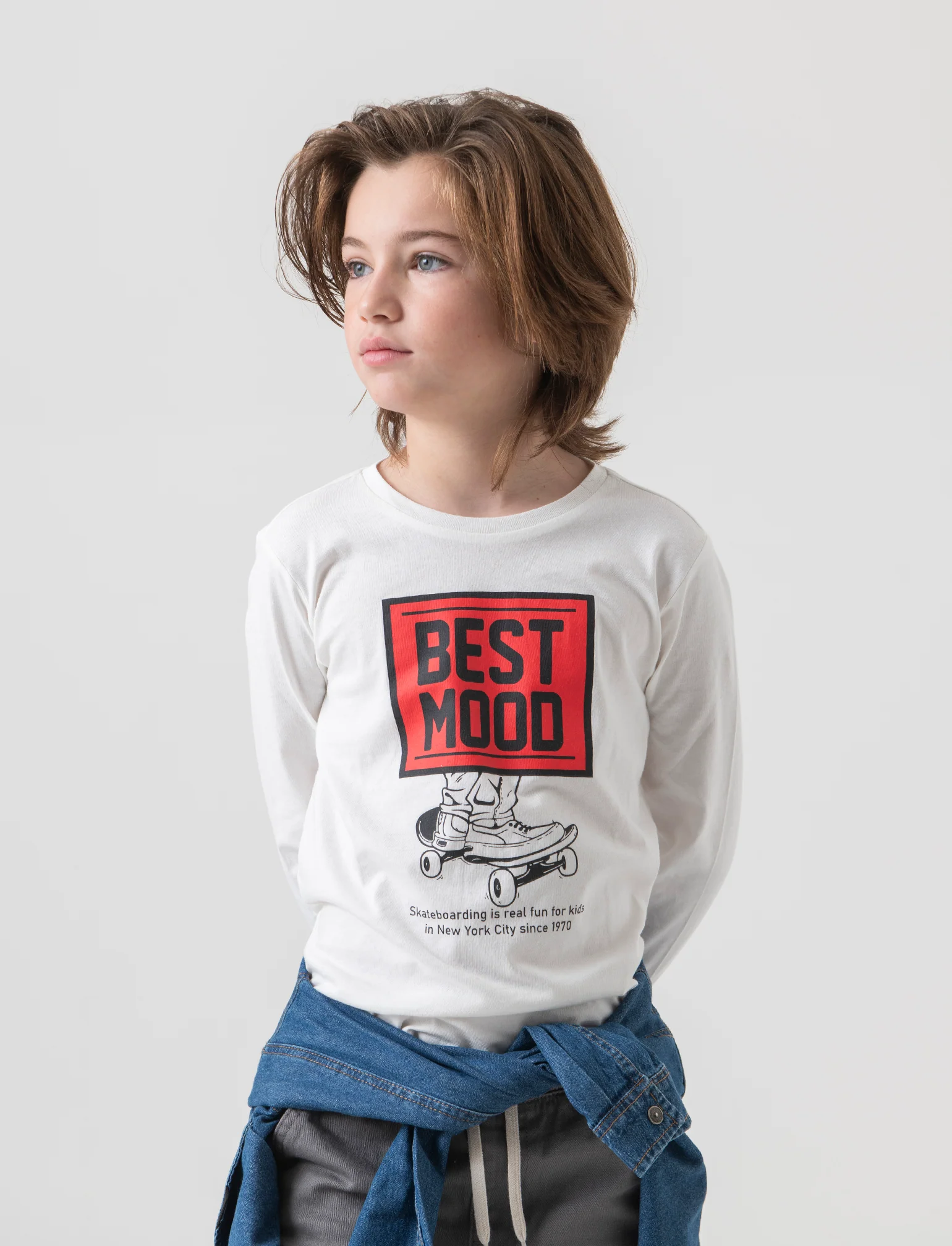 T-shirt girocollo da bambino - Bianco latte