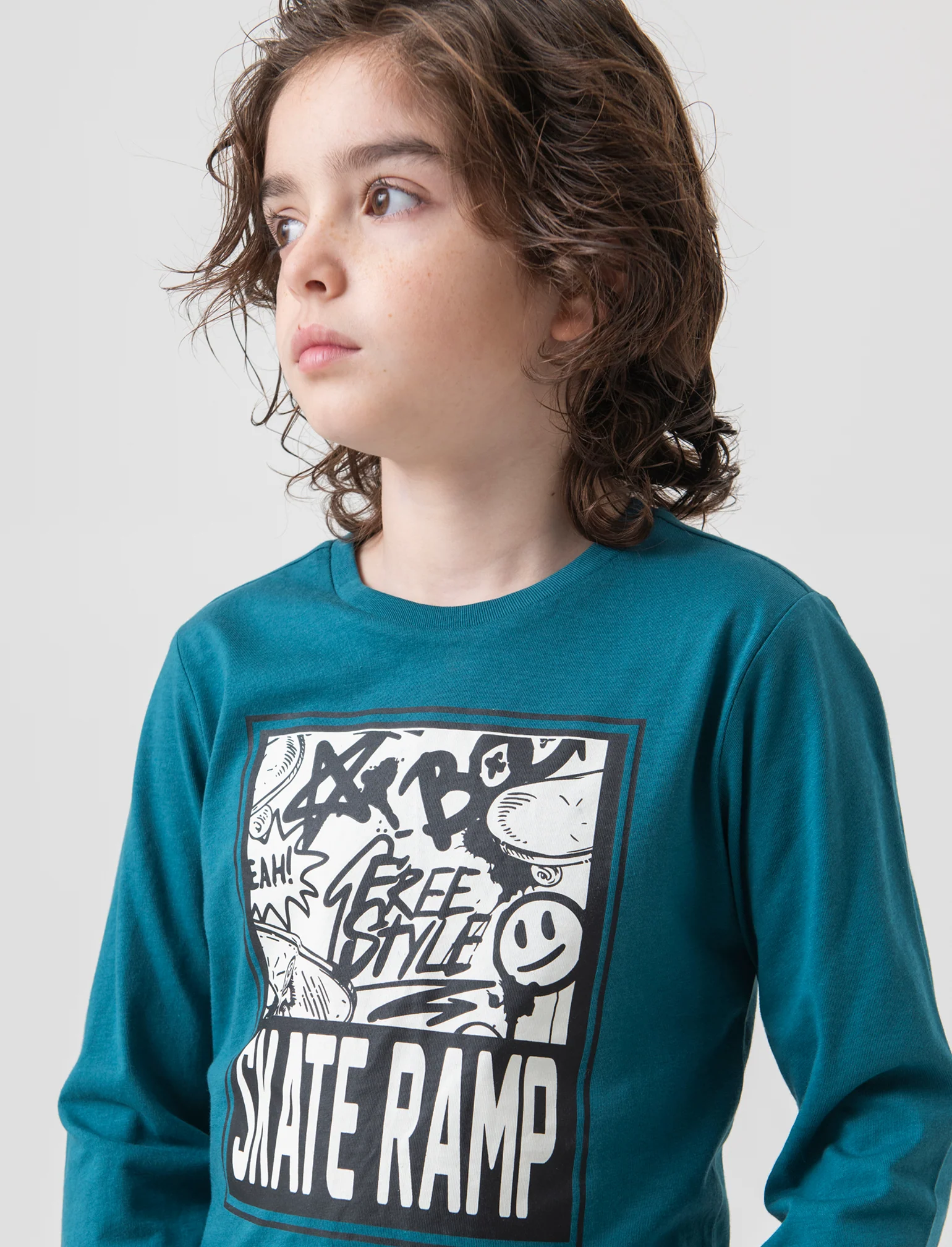 T-shirt girocollo da bambino - Verde Ottanio