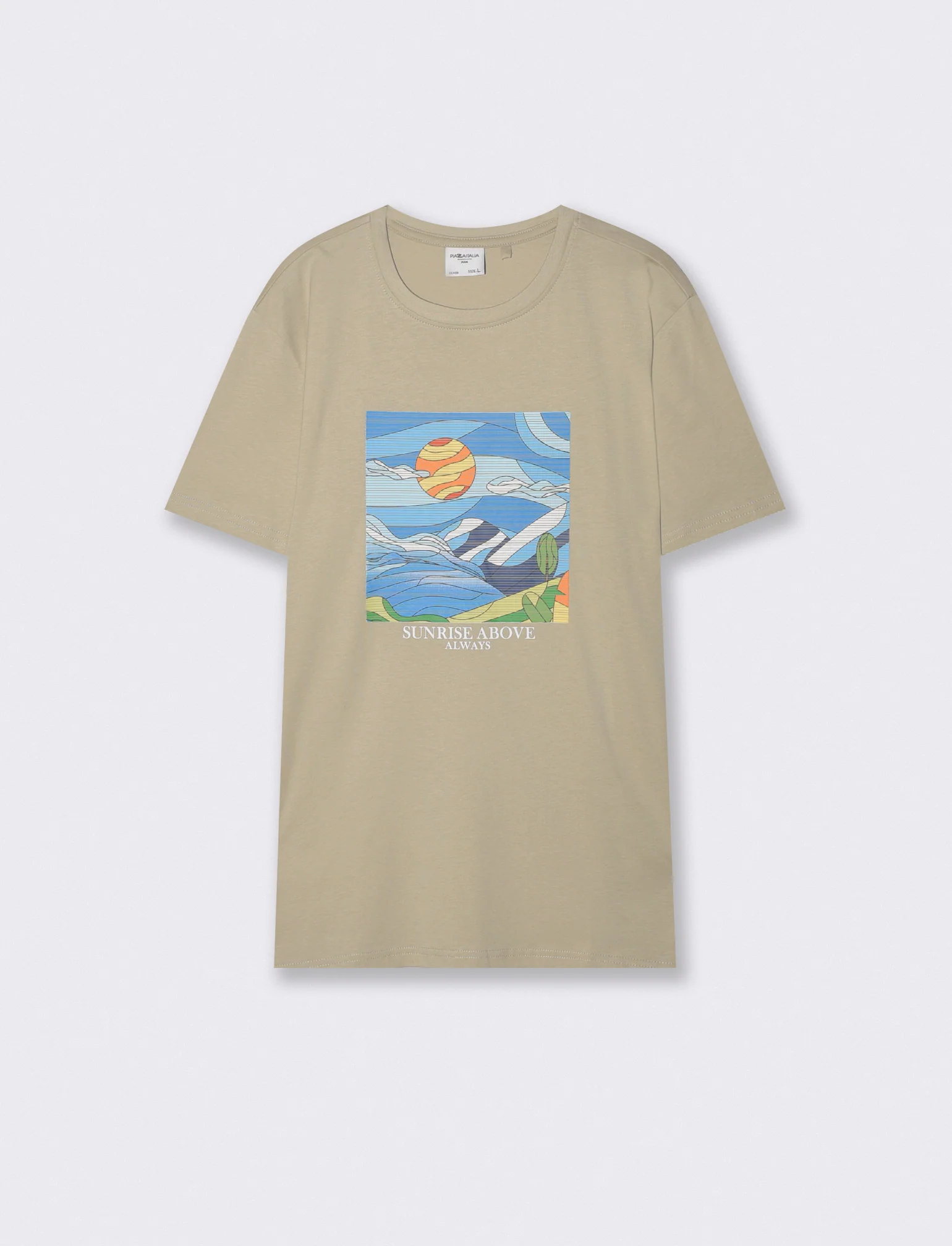 T-shirt girocollo effetto mosaico ricamato - Grigio stone - Image 2