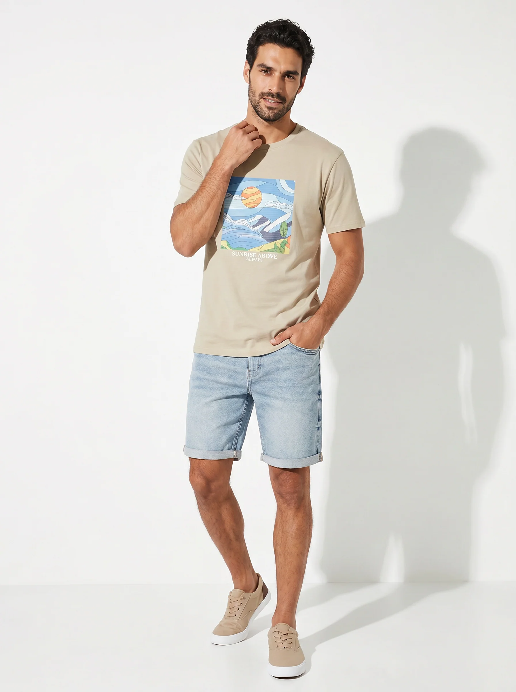 T-shirt girocollo effetto mosaico ricamato - Grigio stone - Image 3