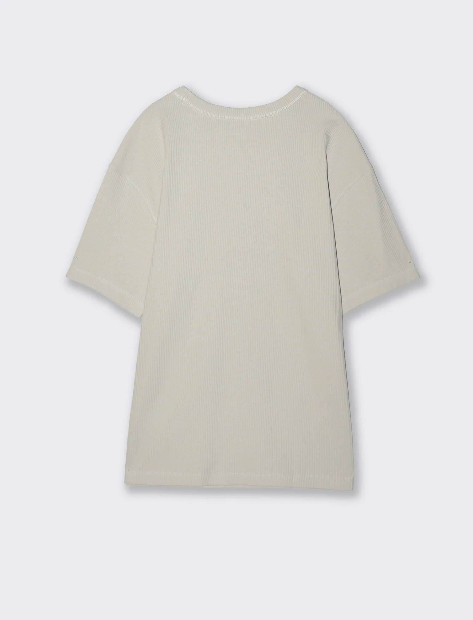 T-shirt girocollo in cotone a coste - Grigio ghiaccio - Image 2