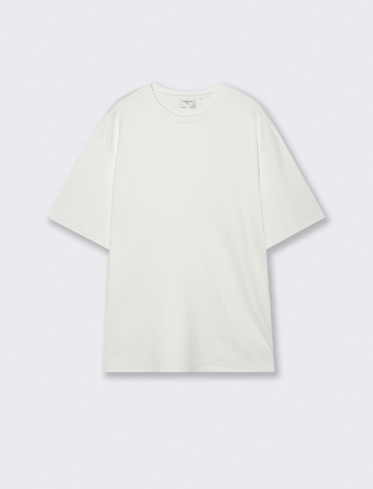 T-shirt girocollo in cotone jacquard - Bianco