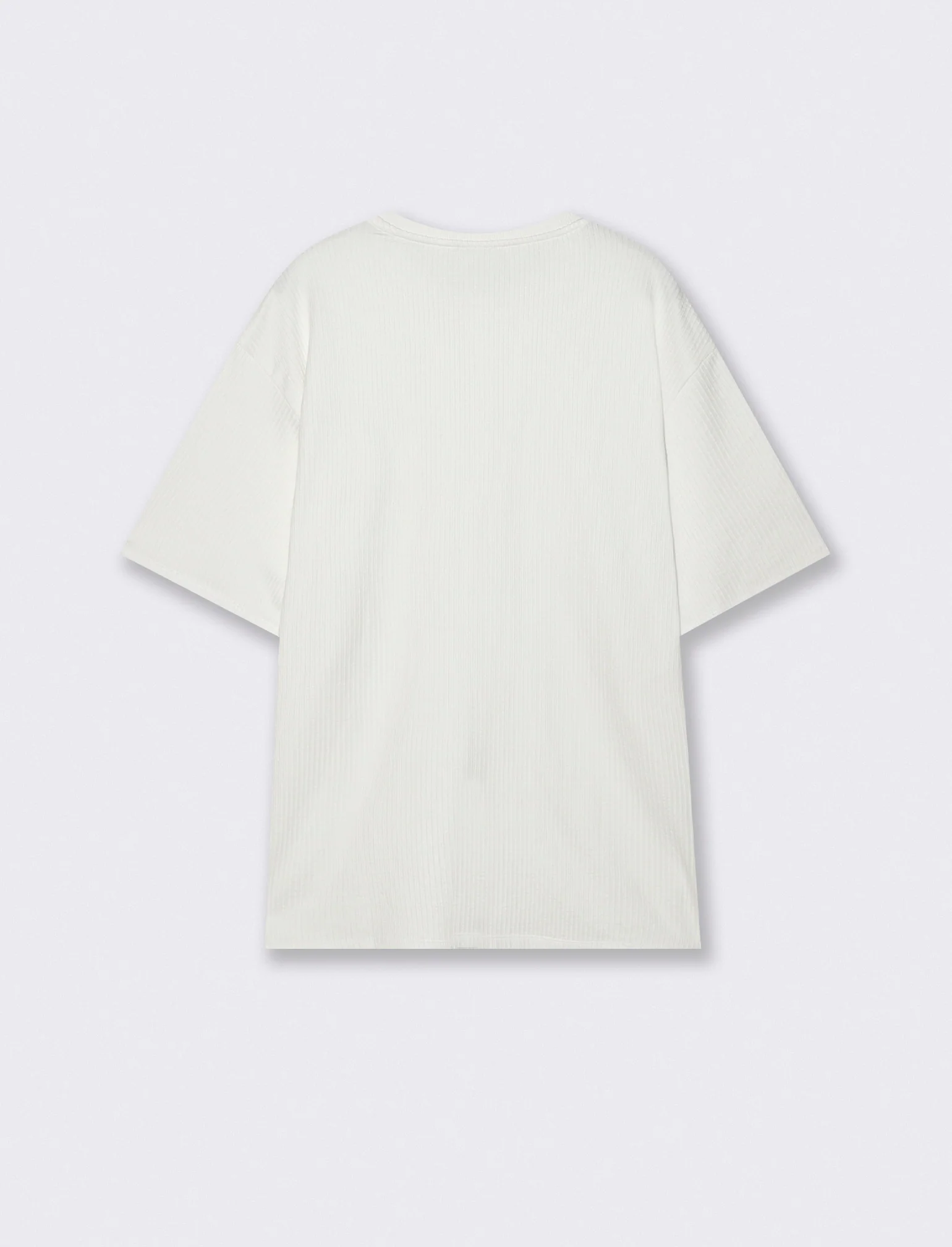 T-shirt girocollo in cotone jacquard - Bianco - Image 4