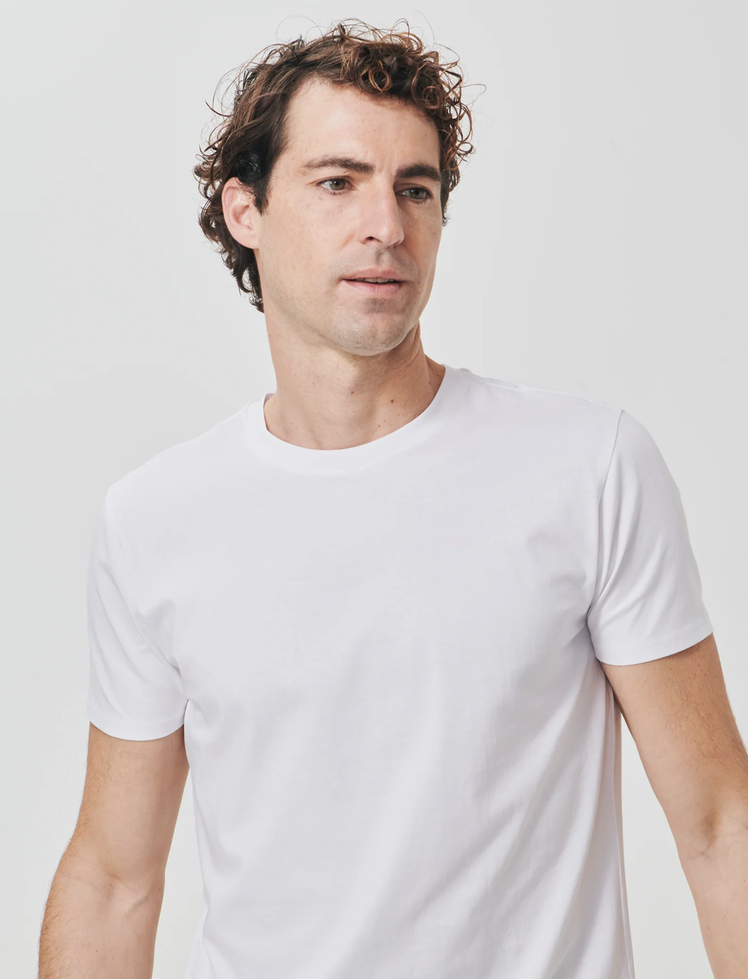 T-shirt girocollo in cotone mercerizzato - Bianco - Image 3