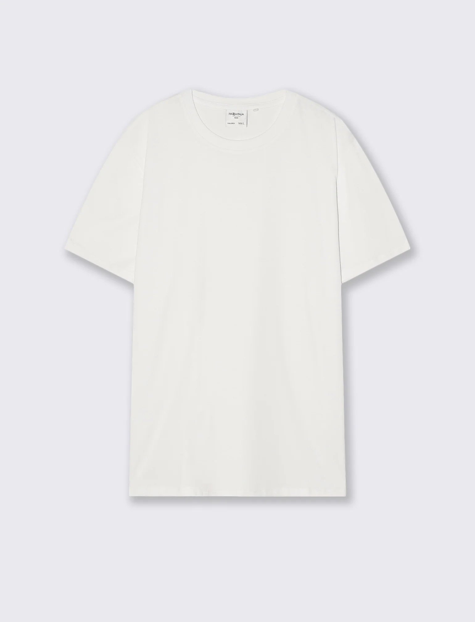 T-shirt girocollo in cotone mercerizzato - Bianco - Image 4
