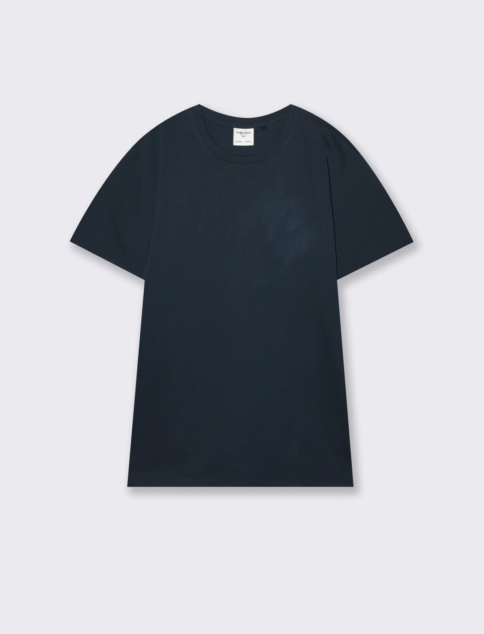 T-shirt girocollo in cotone mercerizzato - Blu