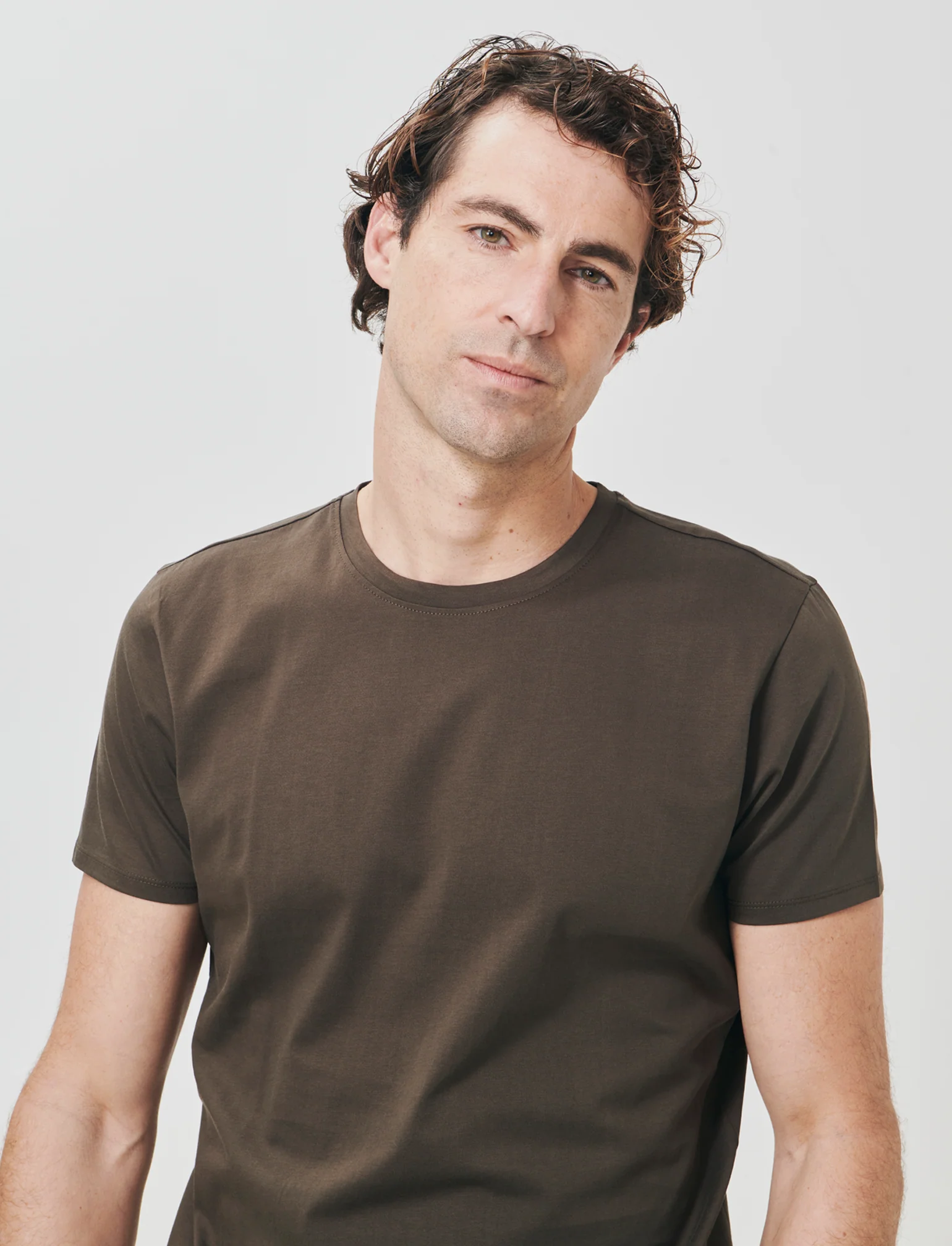 T-shirt girocollo in cotone mercerizzato - Moro - Image 4