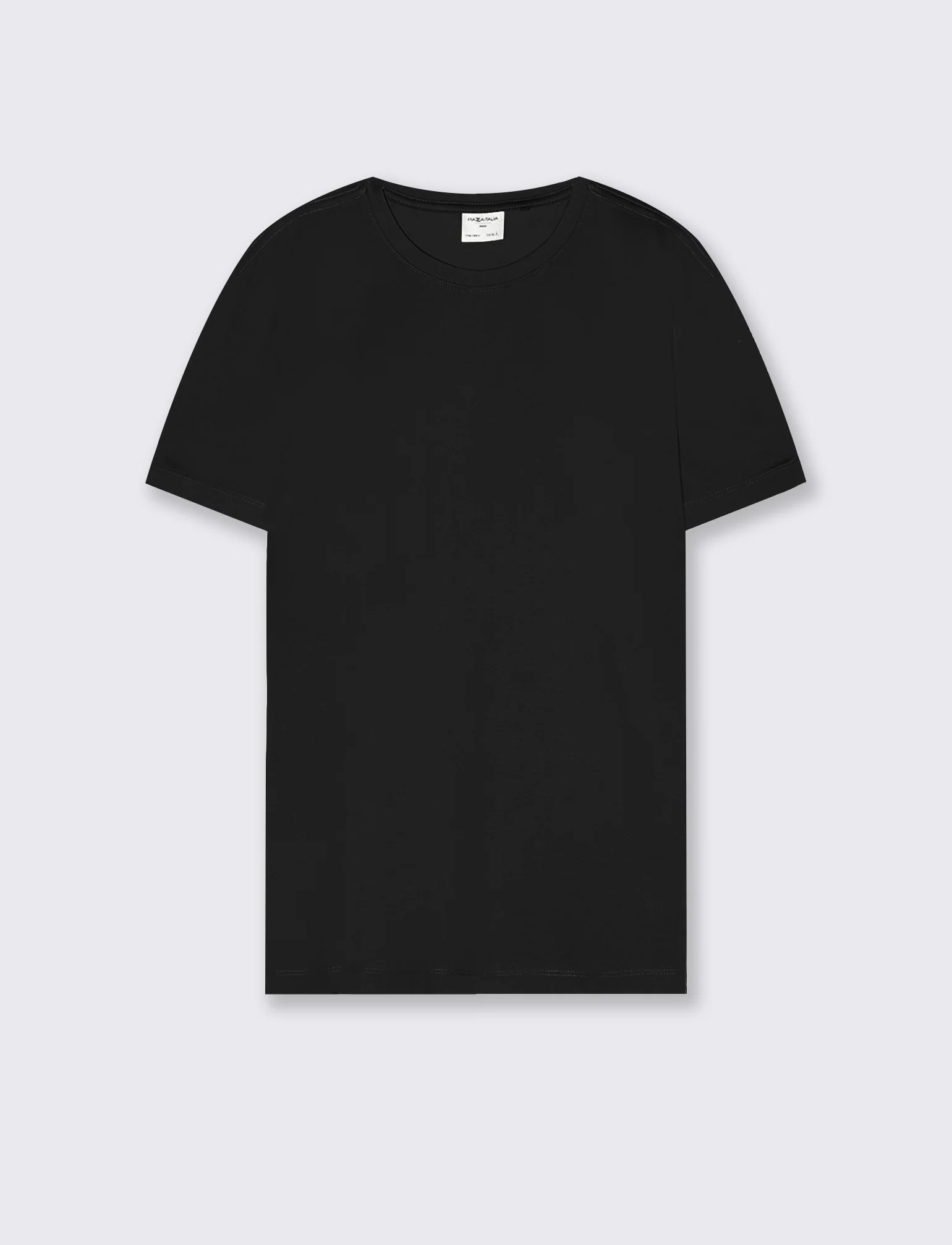 T-shirt girocollo in cotone mercerizzato - Nero