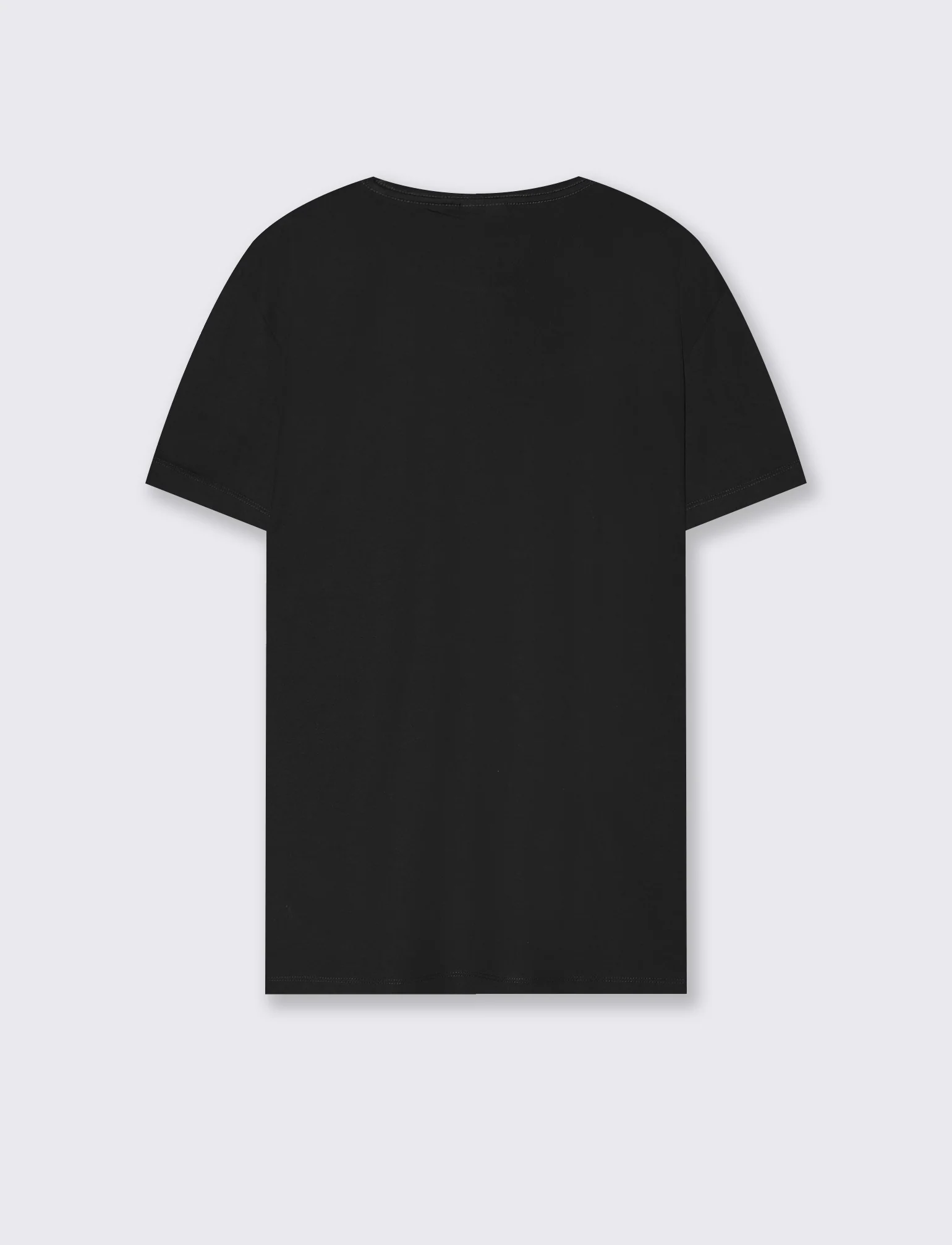T-shirt girocollo in cotone mercerizzato - Nero - Image 2