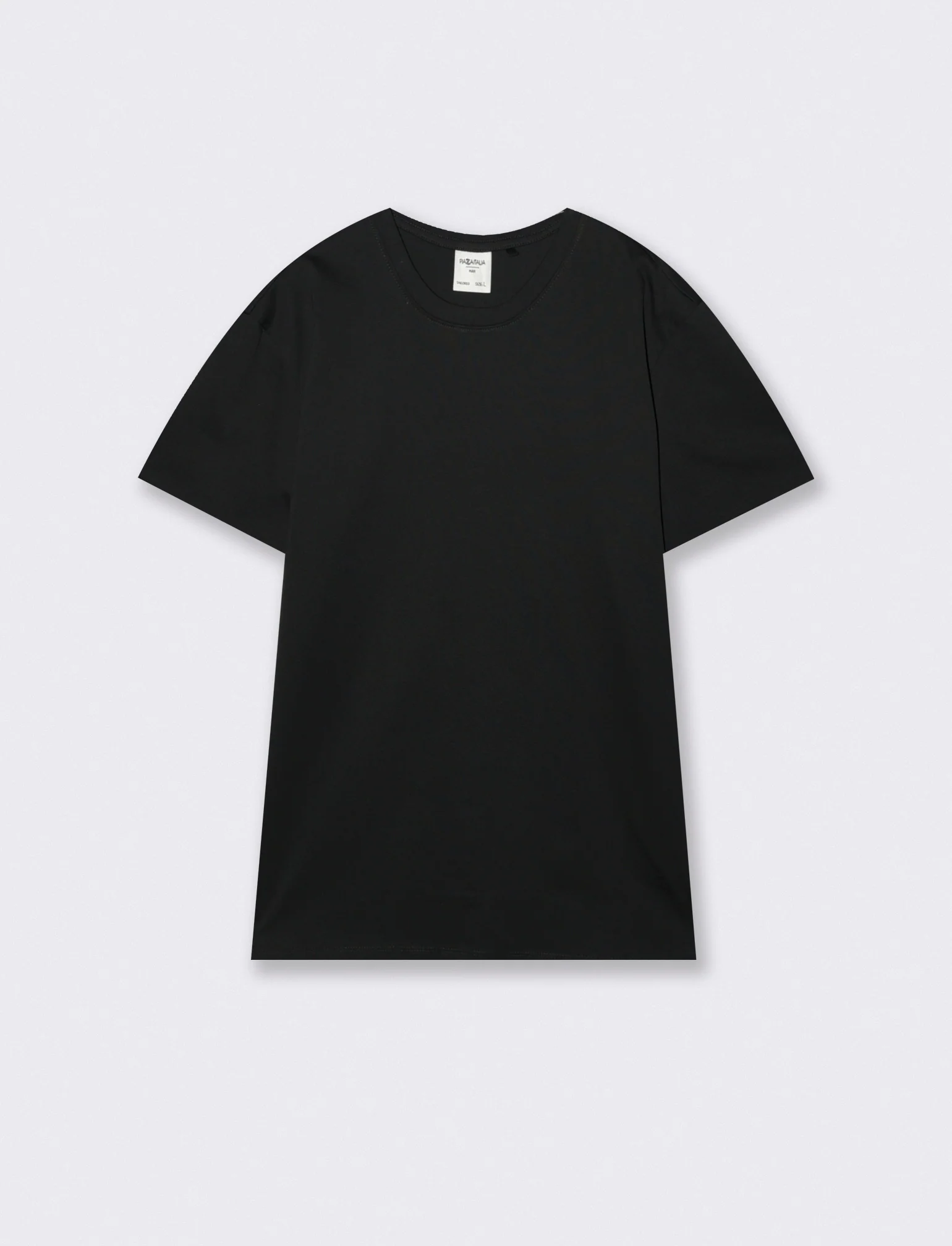 T-shirt girocollo in cotone mercerizzato - Nero
