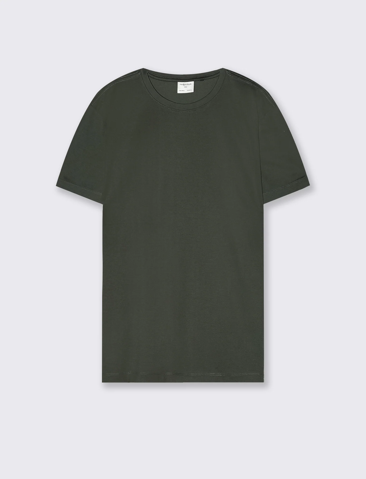 T-shirt girocollo in cotone mercerizzato - Verde militare