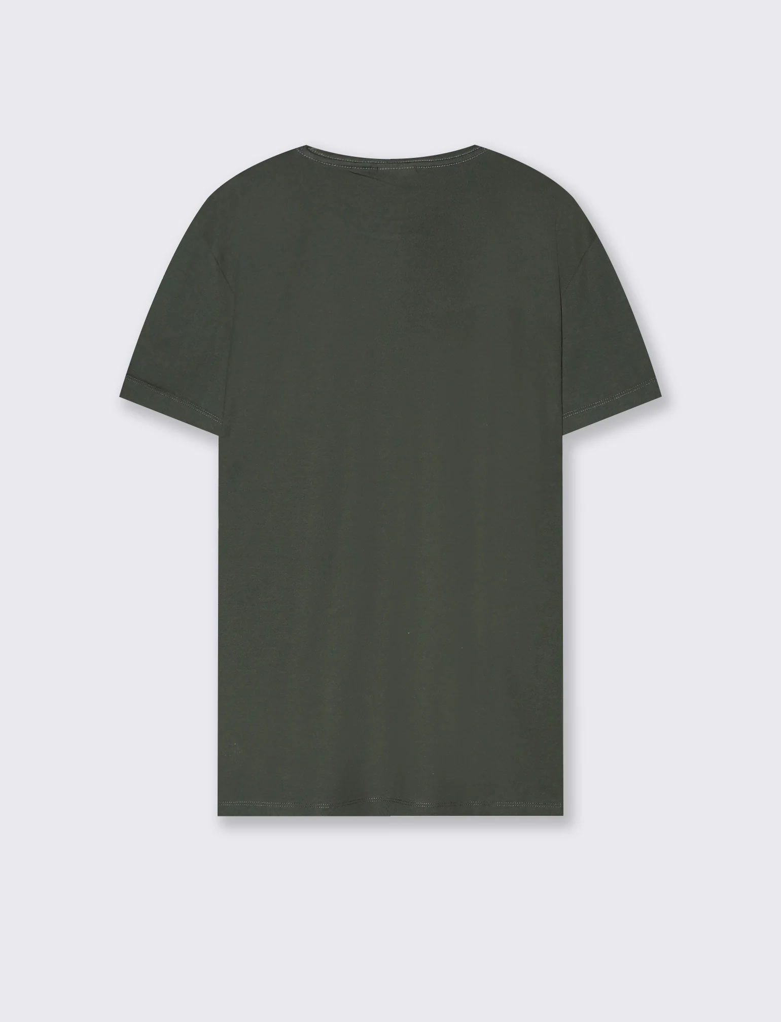 T-shirt girocollo in cotone mercerizzato - Verde militare - Image 2