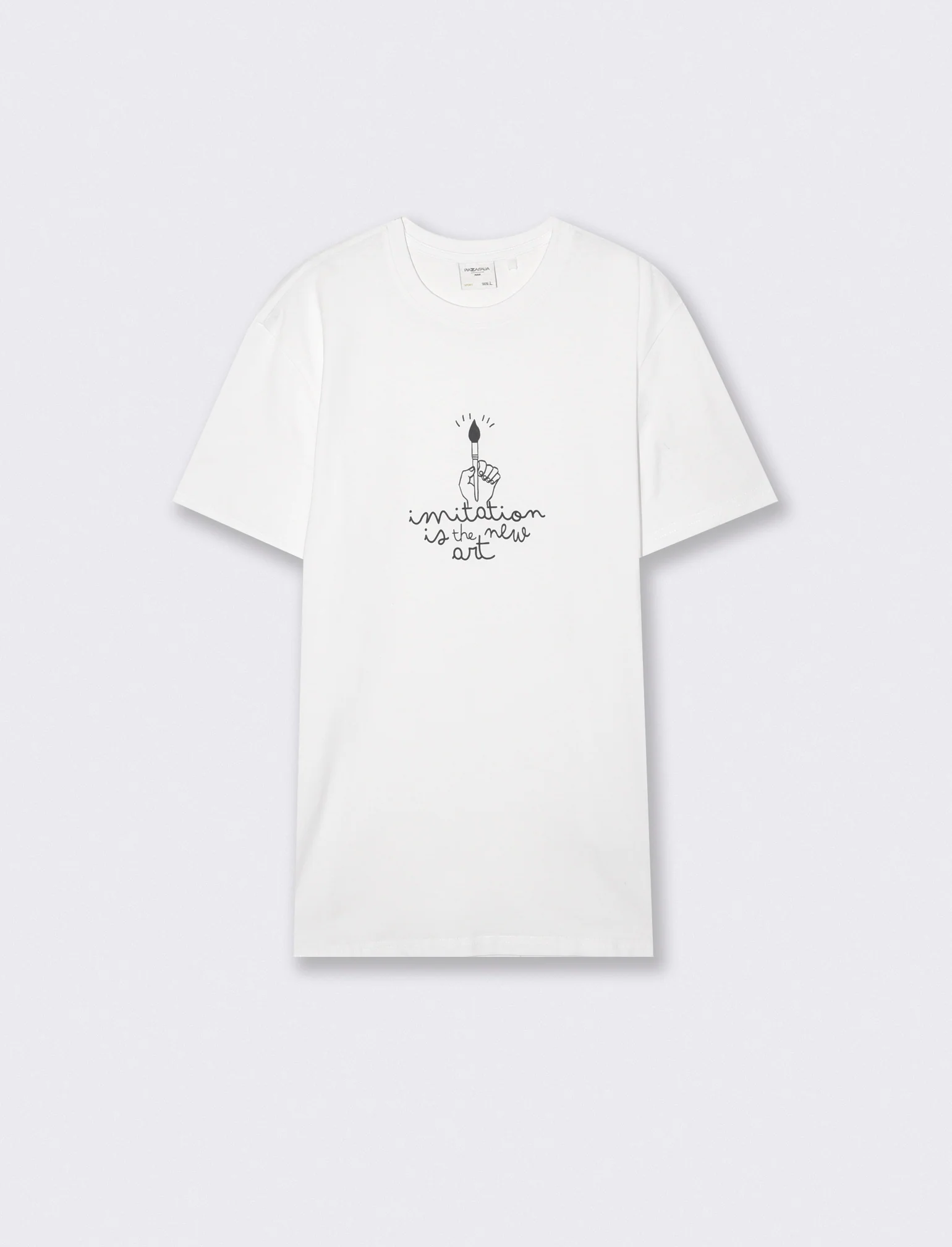 T-shirt girocollo in cotone regular fit - Bianco