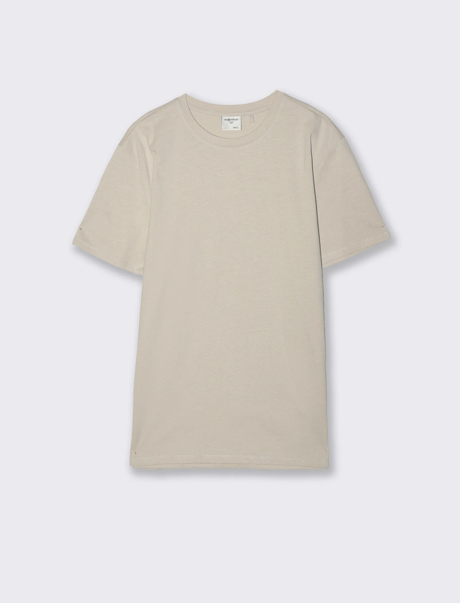 T-shirt girocollo in cotone regular fit - Grigio ghiaccio