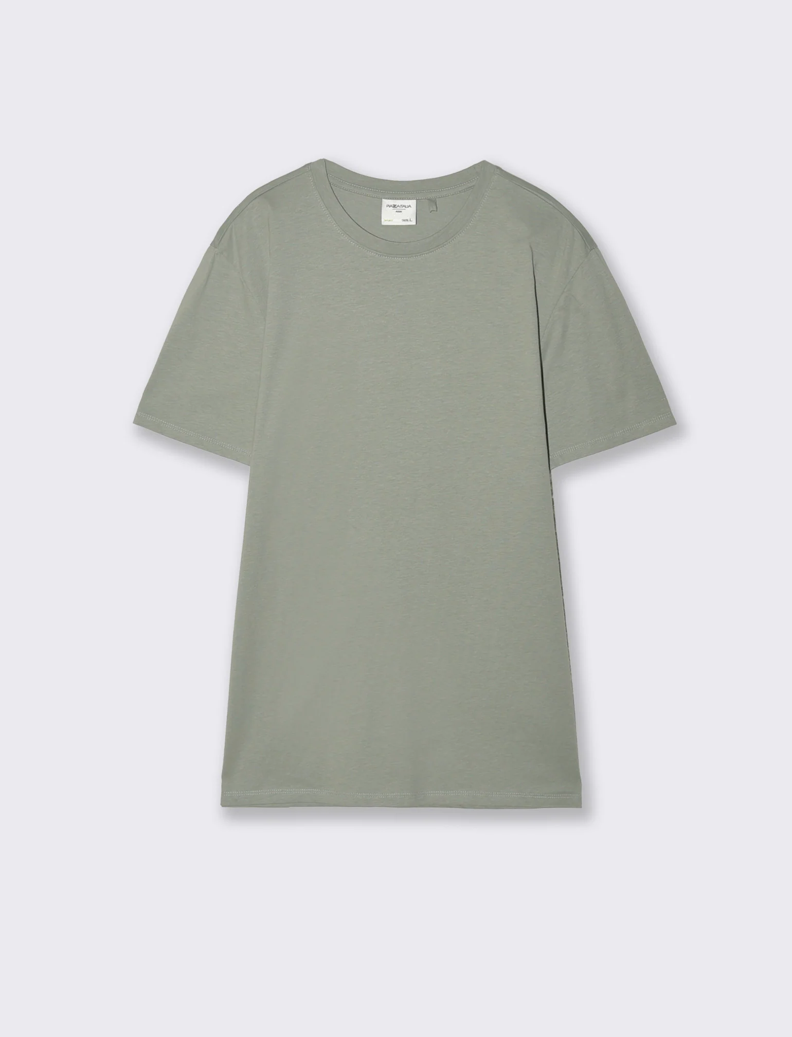 T-shirt girocollo in cotone regular fit - Verde salvia