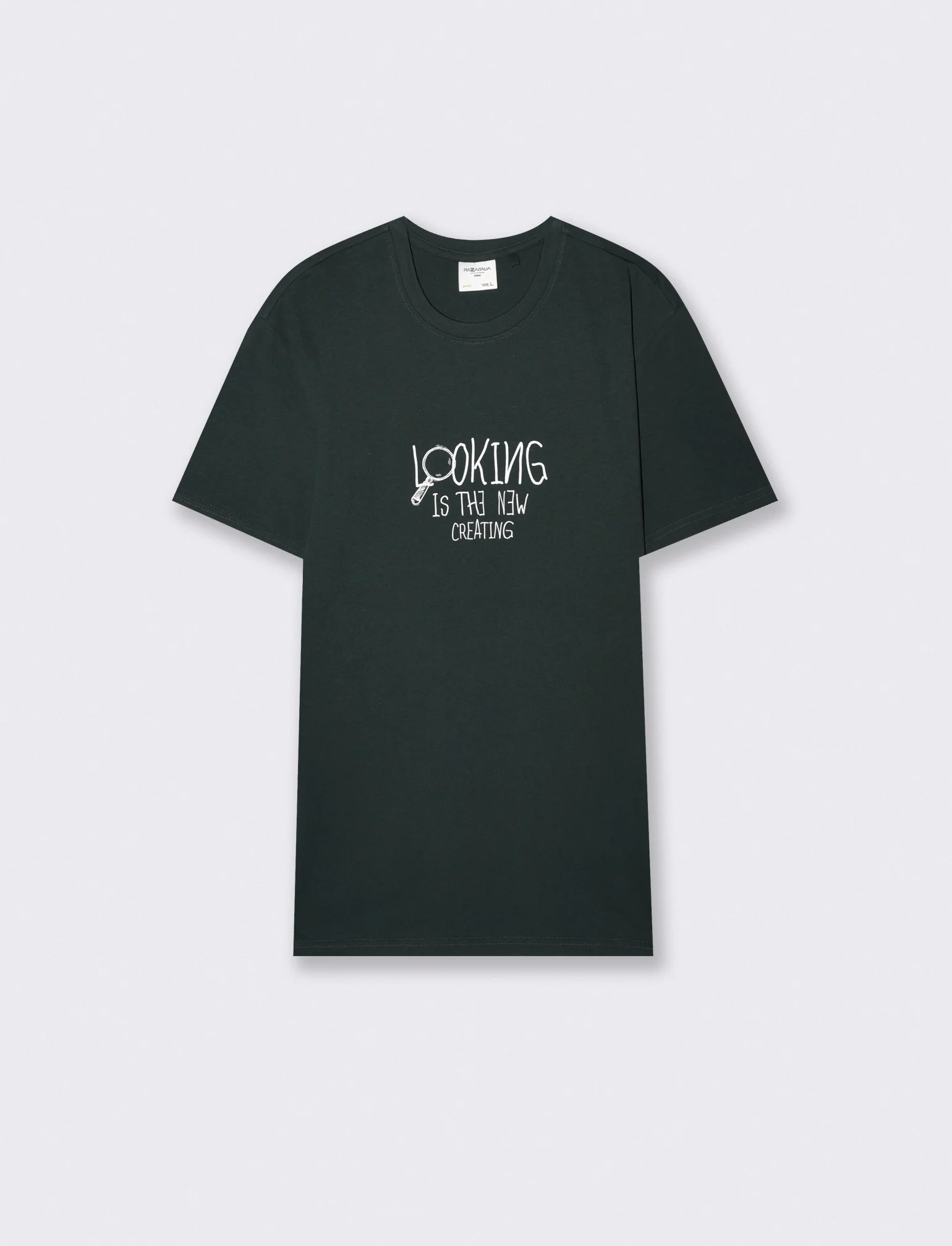 T-shirt girocollo in cotone regular fit - Verde scuro