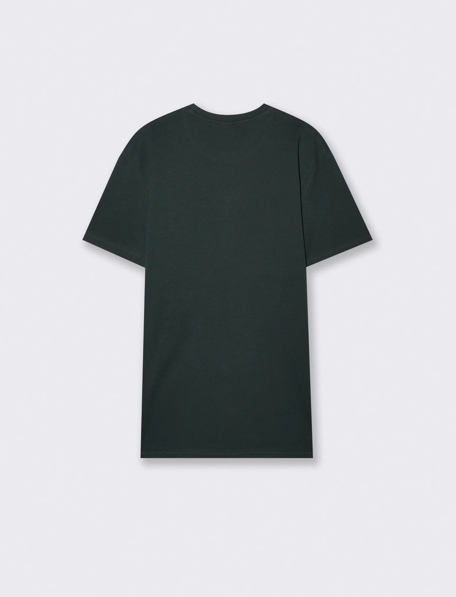 T-shirt girocollo in cotone regular fit - Verde scuro - Image 2