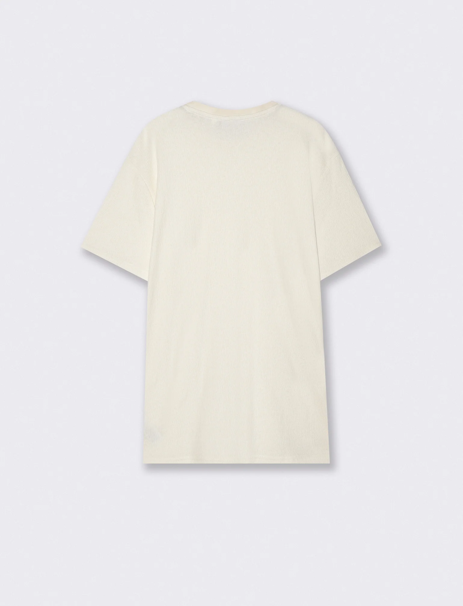 T-shirt girocollo in jacquard con maniche corte - Bianco sporco - Image 2