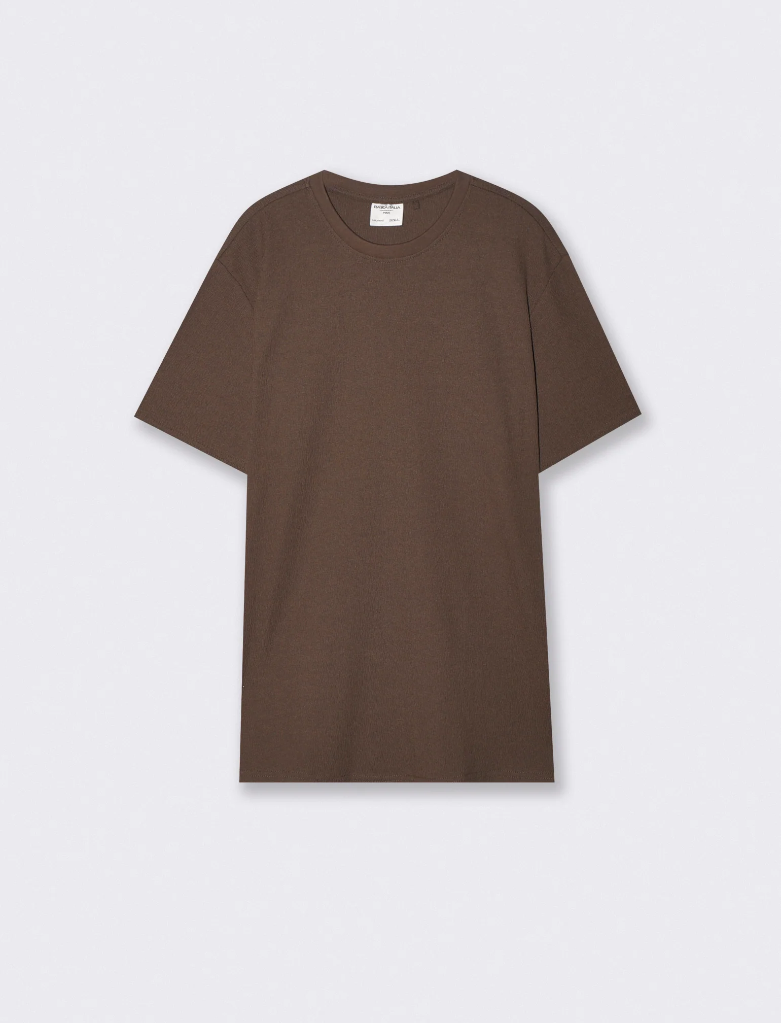 T-shirt girocollo in jacquard con maniche corte - Moro
