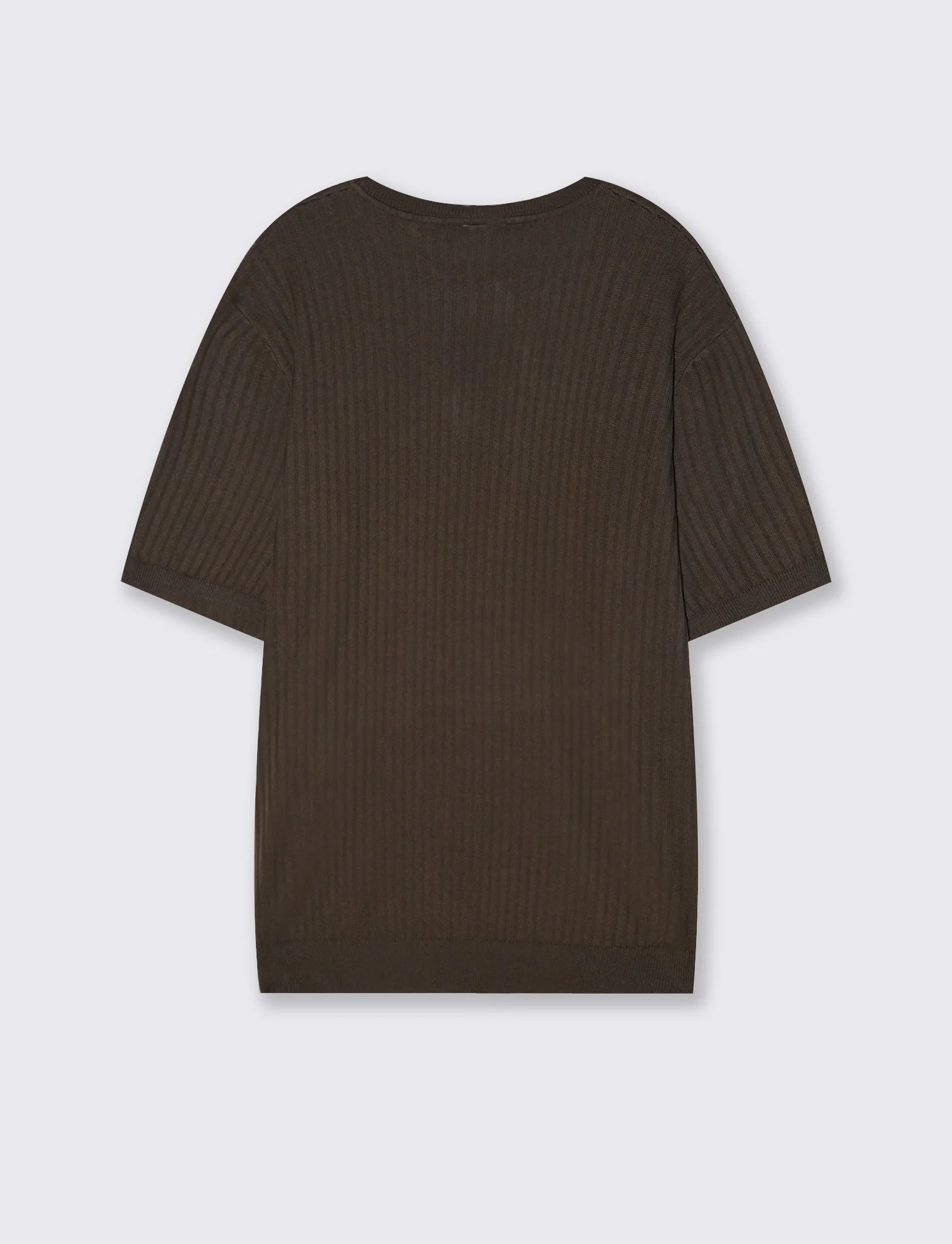 T-shirt girocollo in maglia a coste - Moro - Image 2