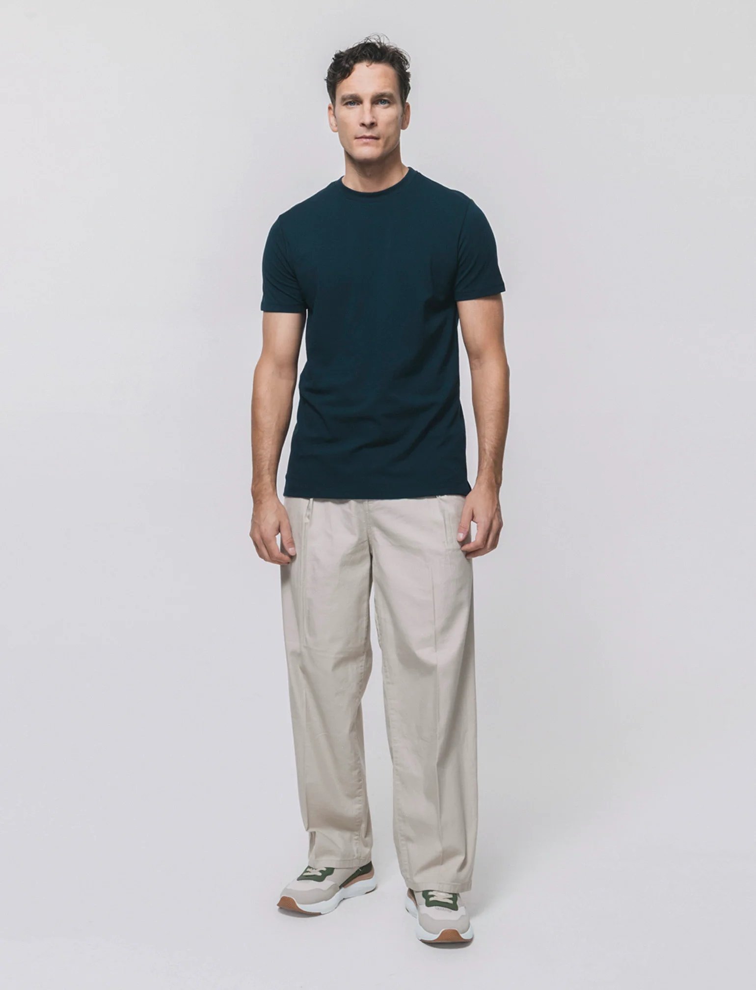 T-shirt girocollo in piquet premium - Blu - Image 3