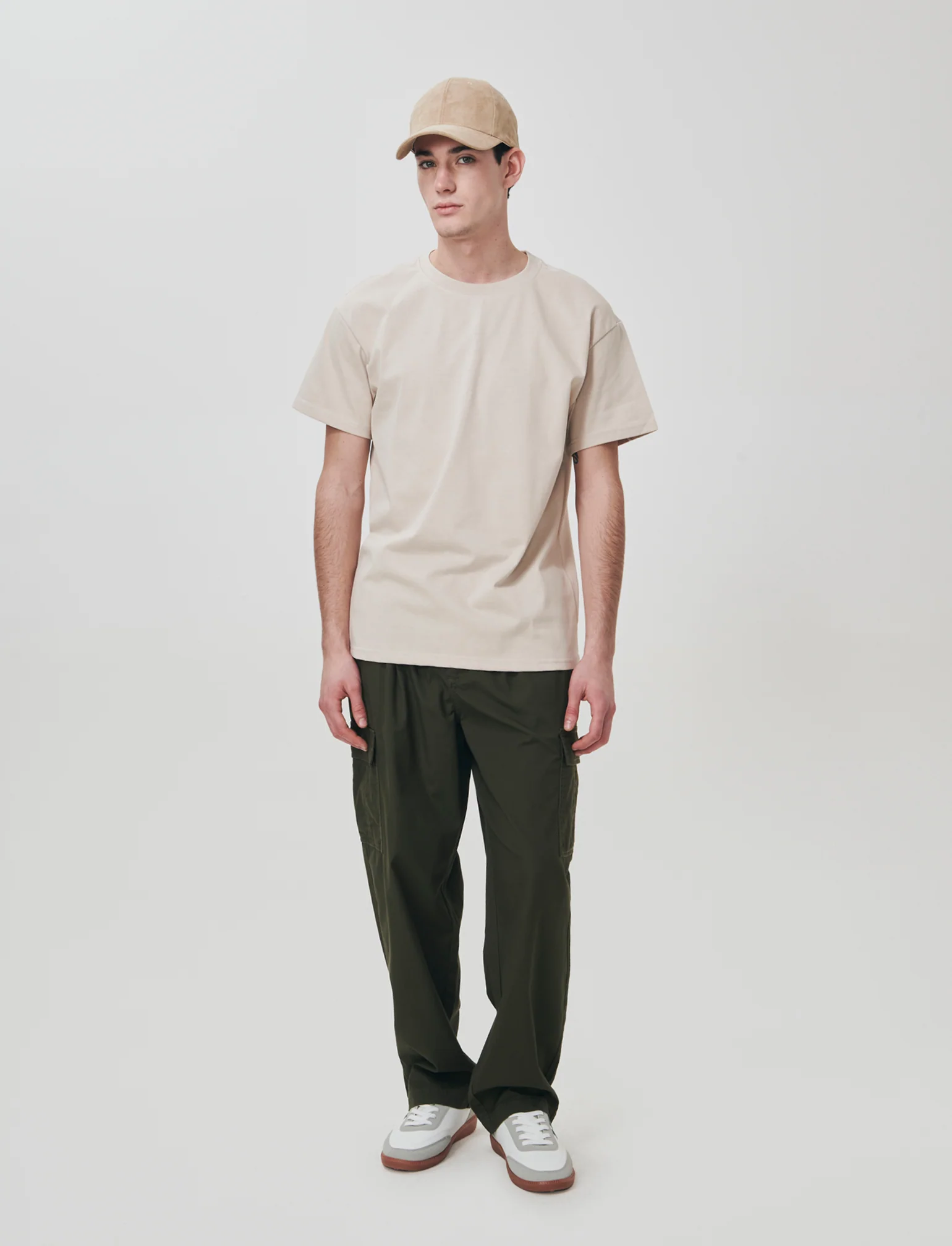 T-shirt girocollo in tessuto premium - Beige