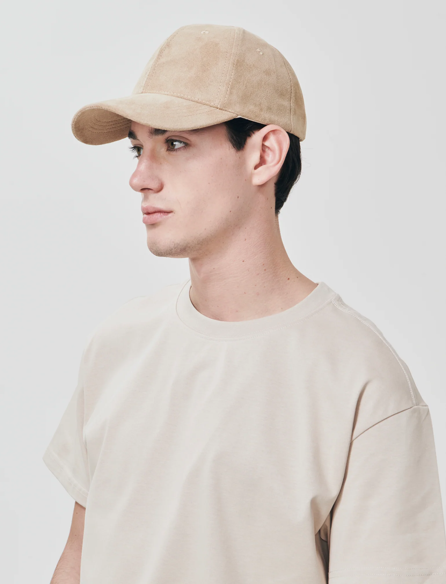 T-shirt girocollo in tessuto premium - Beige - Image 2