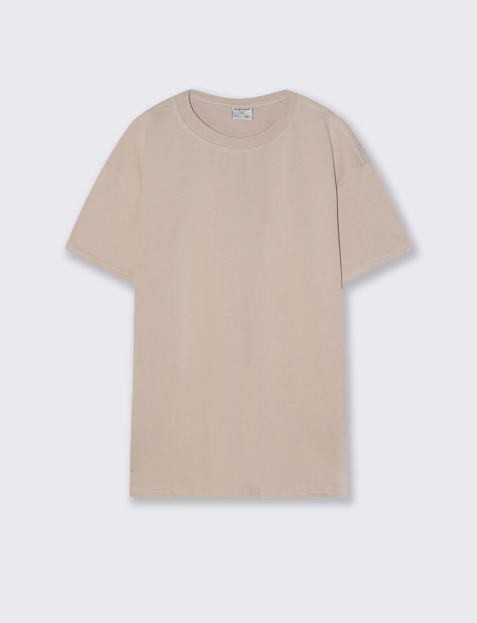 T-shirt girocollo in tessuto premium - Beige - Image 4