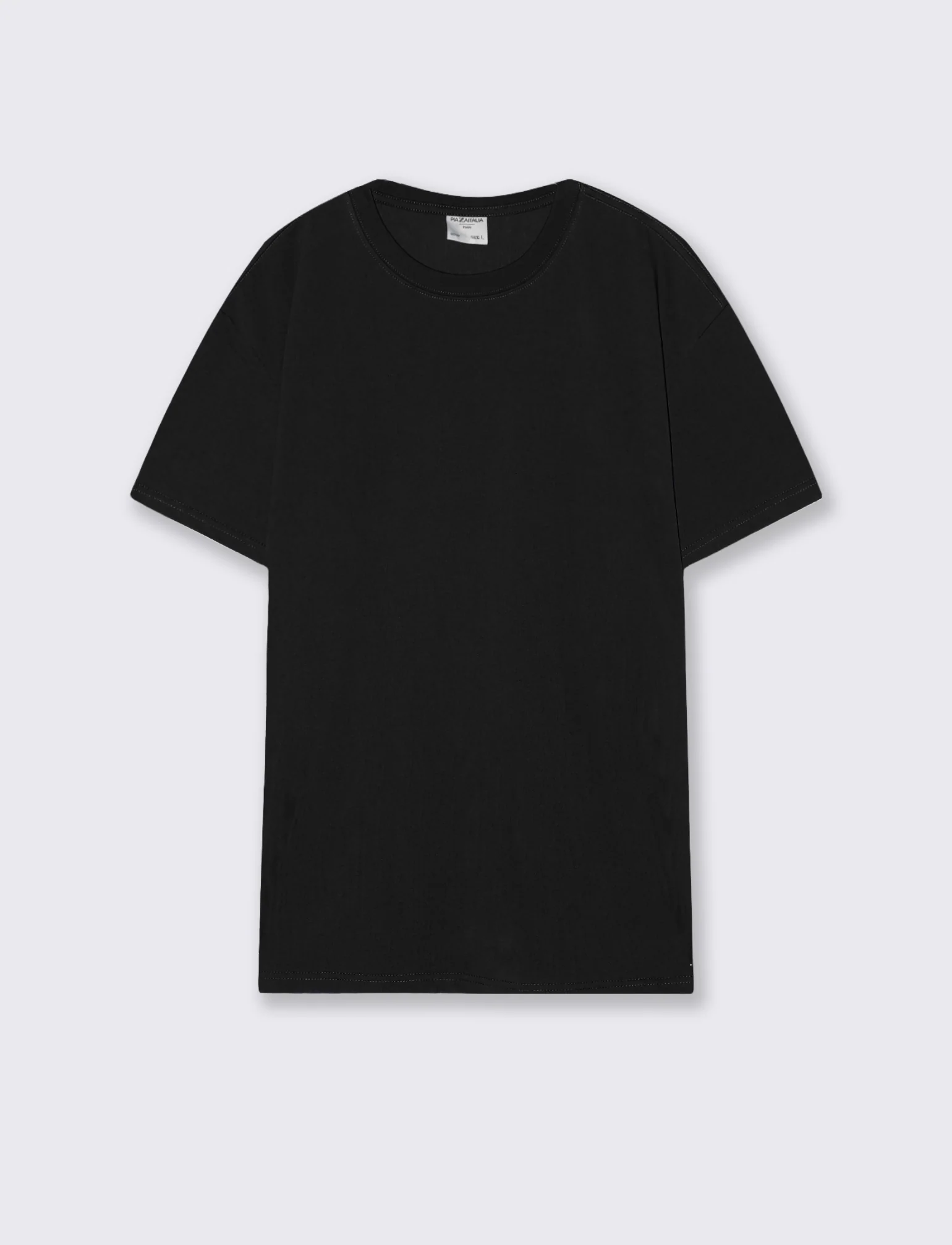 T-shirt girocollo in tessuto premium - Nero