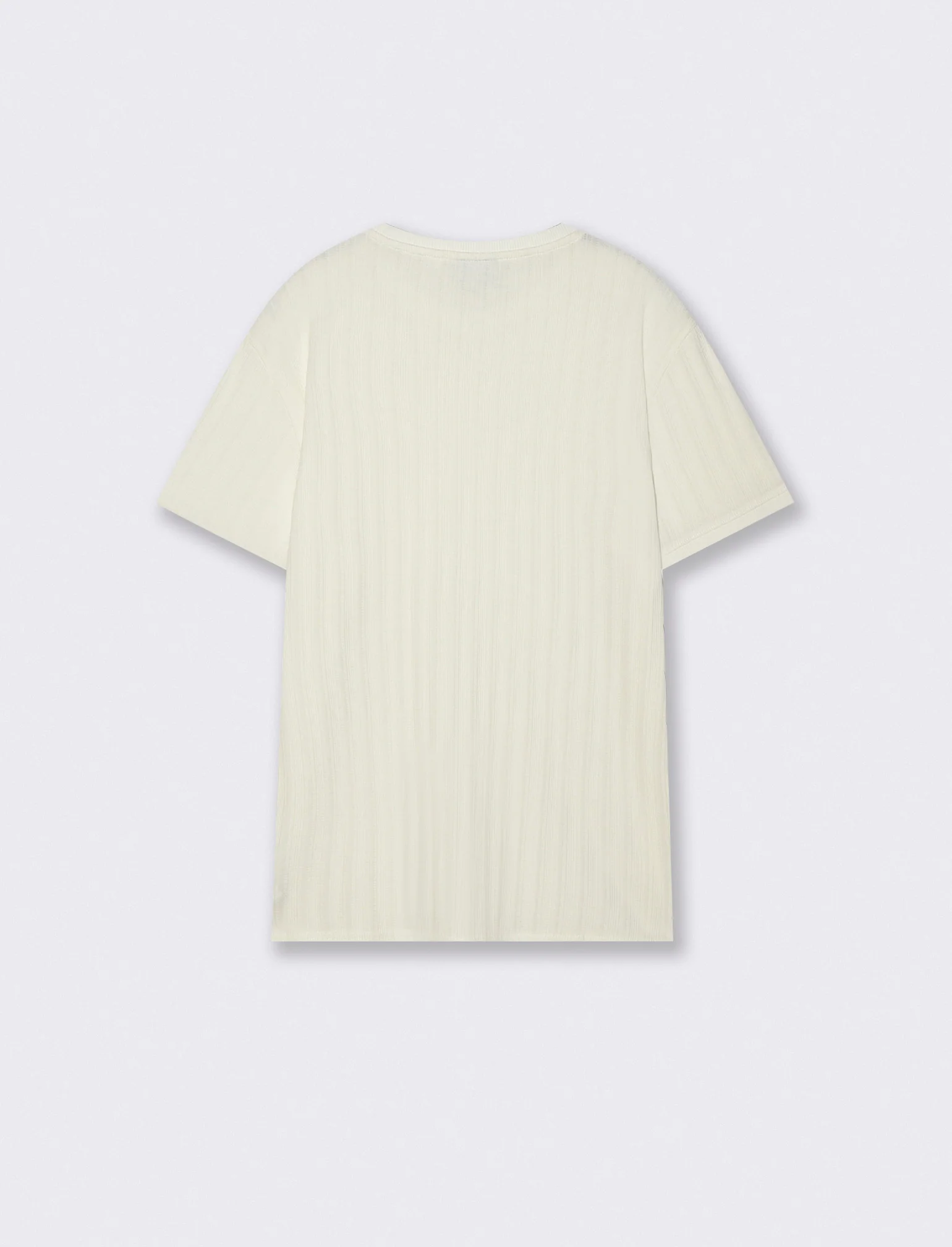 T-shirt girocollo jacquard effetto maglia - Beige ecru - Image 2