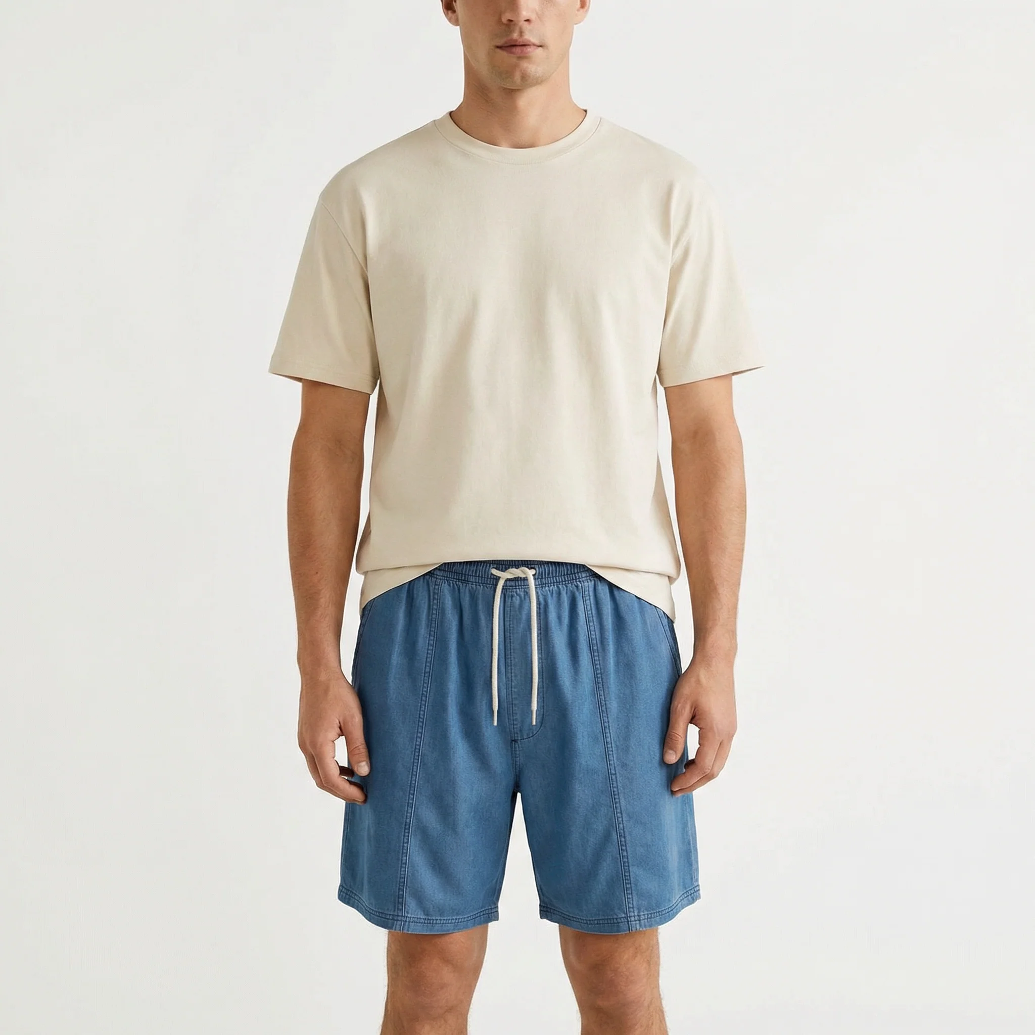 T-shirt girocollo jacquard regular fit - Bianco sporco