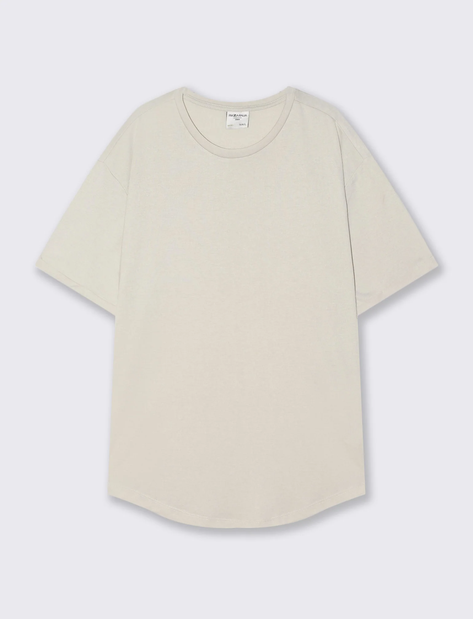 T-shirt girocollo loose fit con fondo stondato - Grigio ghiaccio