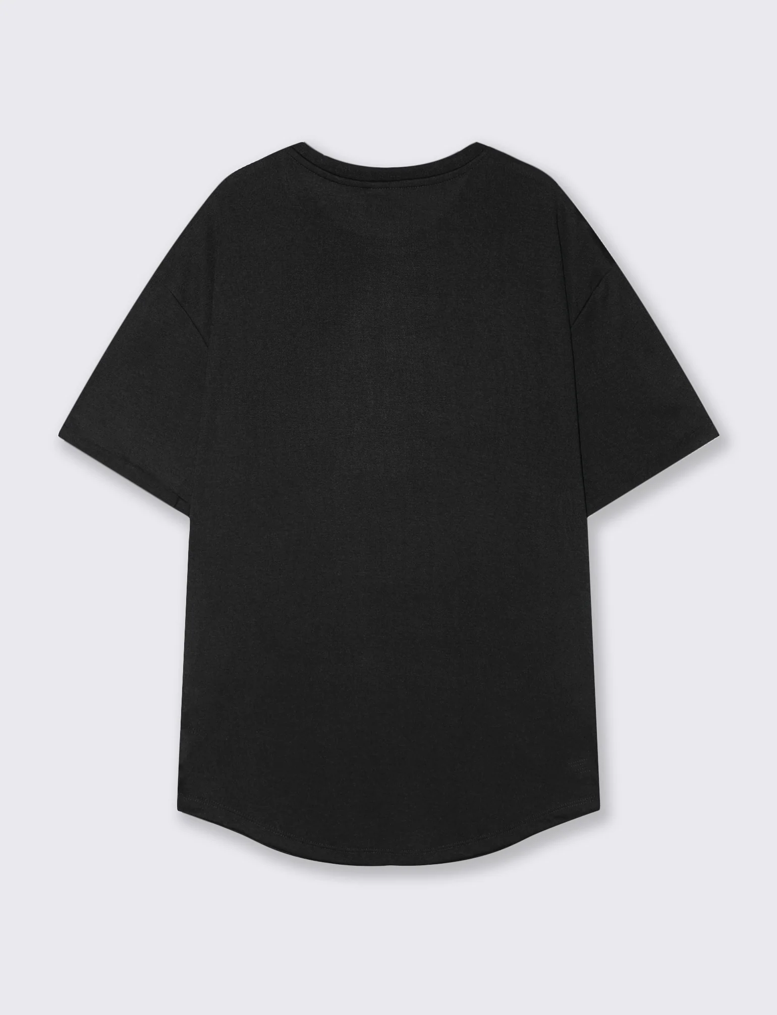 T-shirt girocollo loose fit con fondo stondato - Nero - Image 2