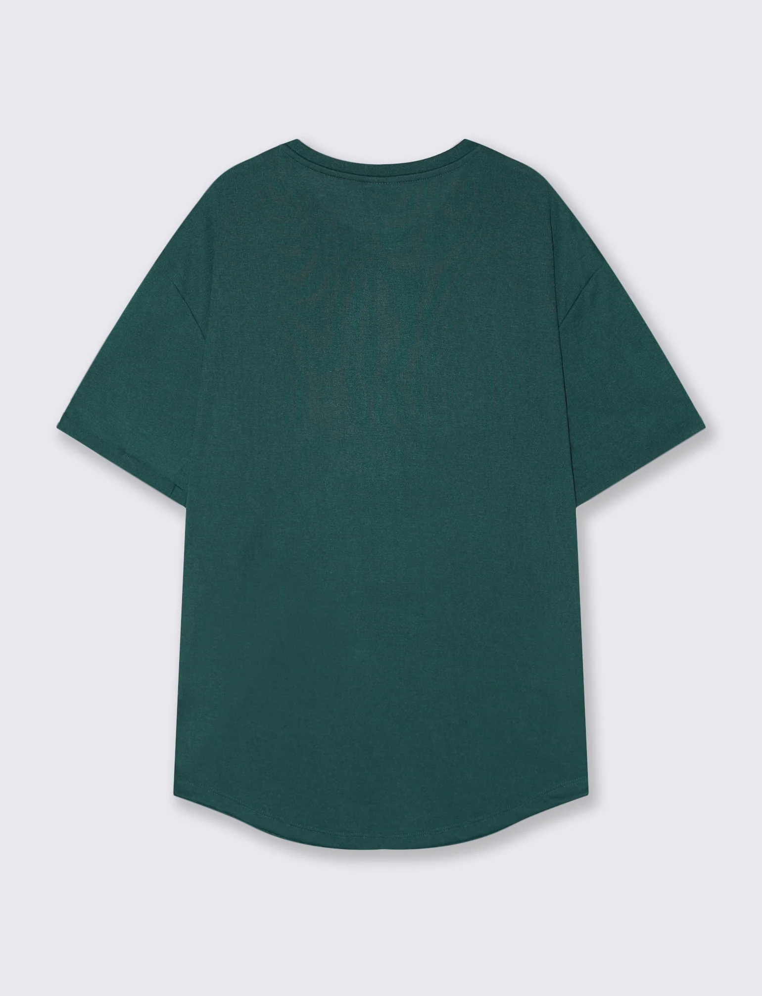 T-shirt girocollo loose fit con fondo stondato - Verde petrolio - Image 2